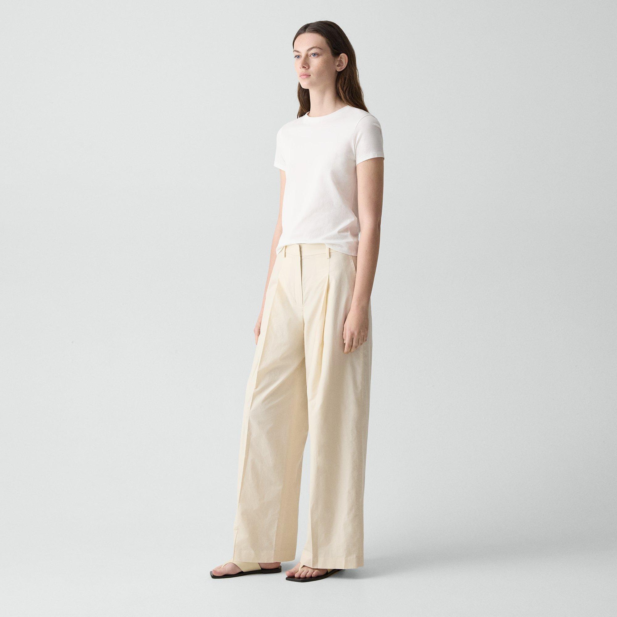 Pleated Wide-Leg Pant in Cotton-Blend
