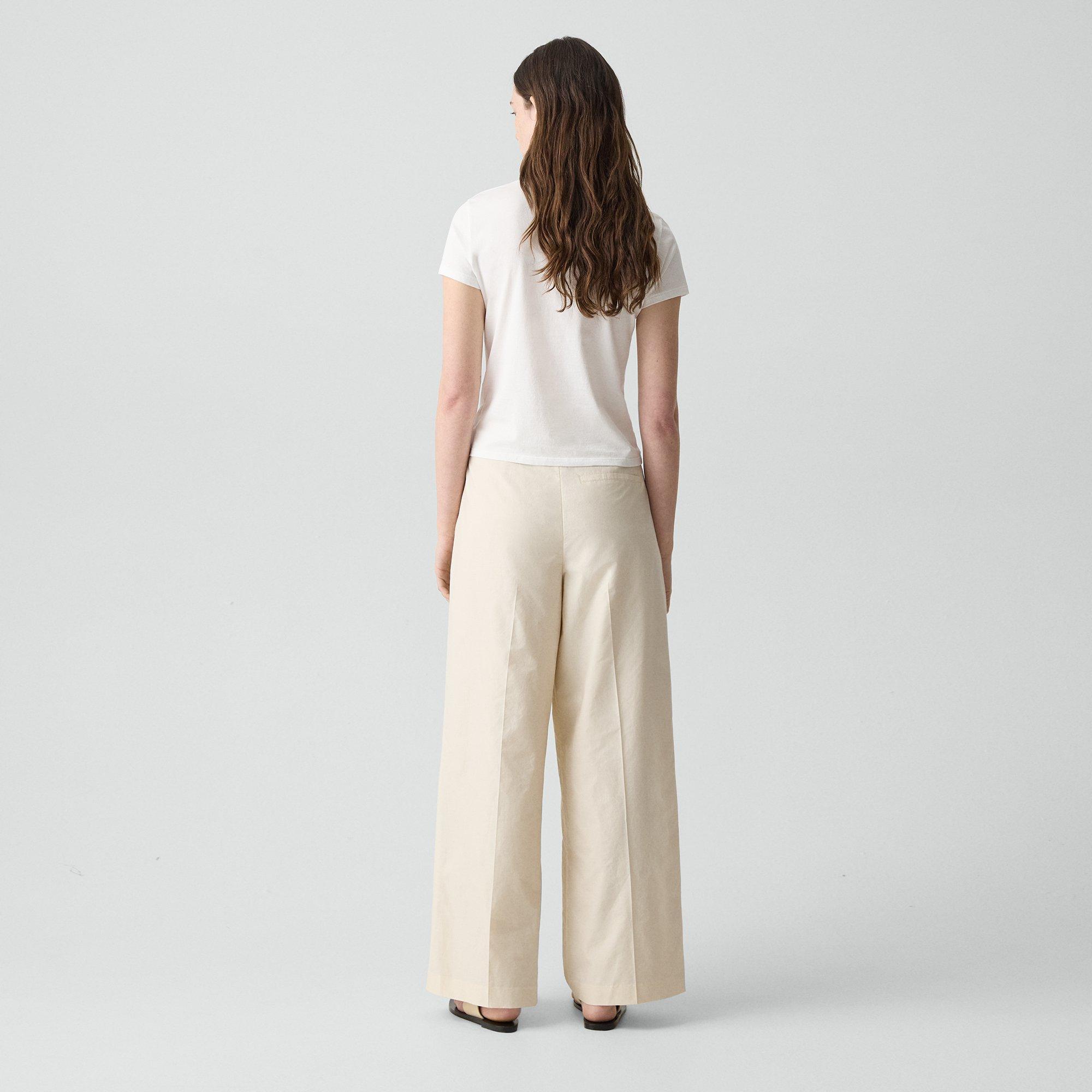 Pleated Wide-Leg Pant in Cotton-Blend
