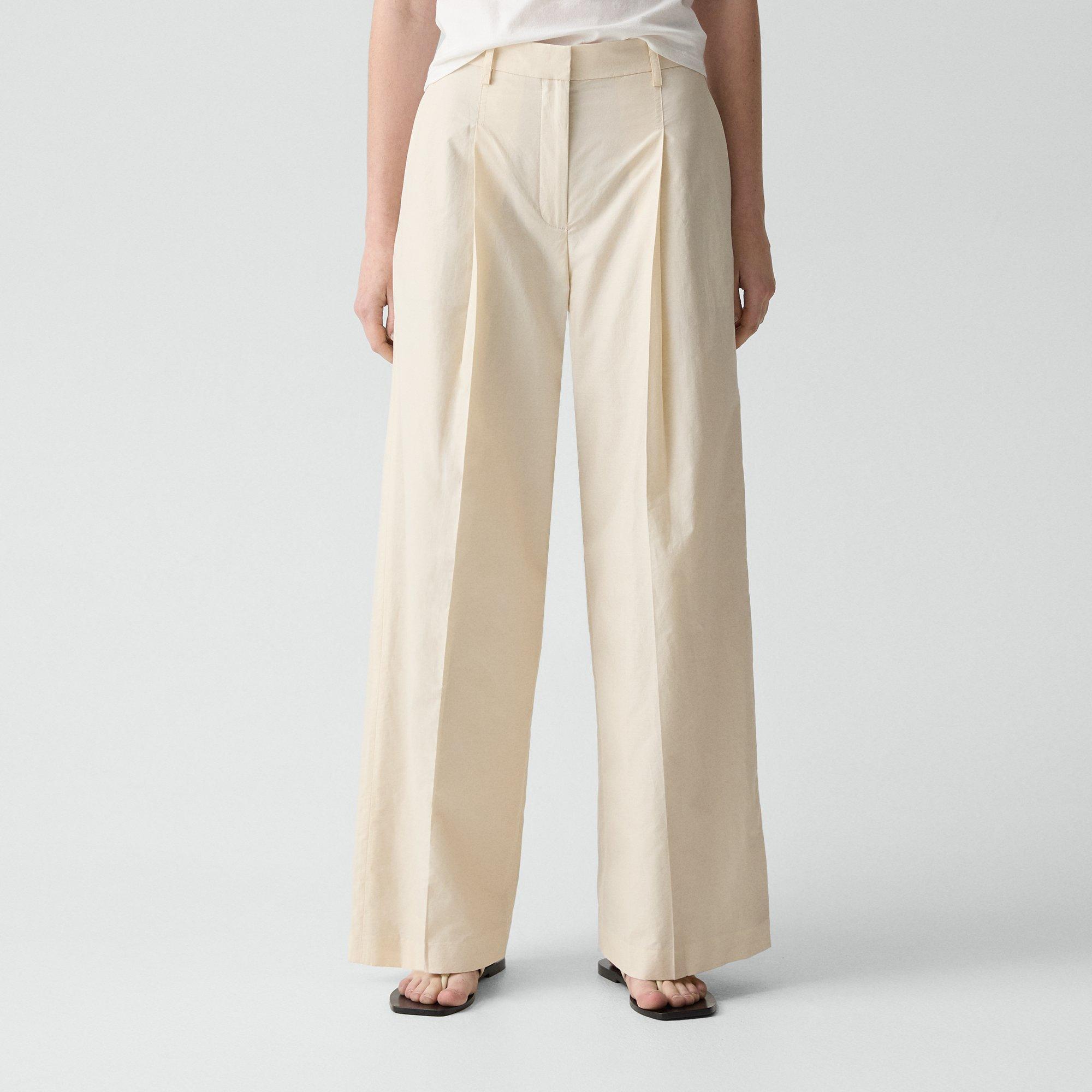 Pleated Wide-Leg Pant in Cotton-Blend