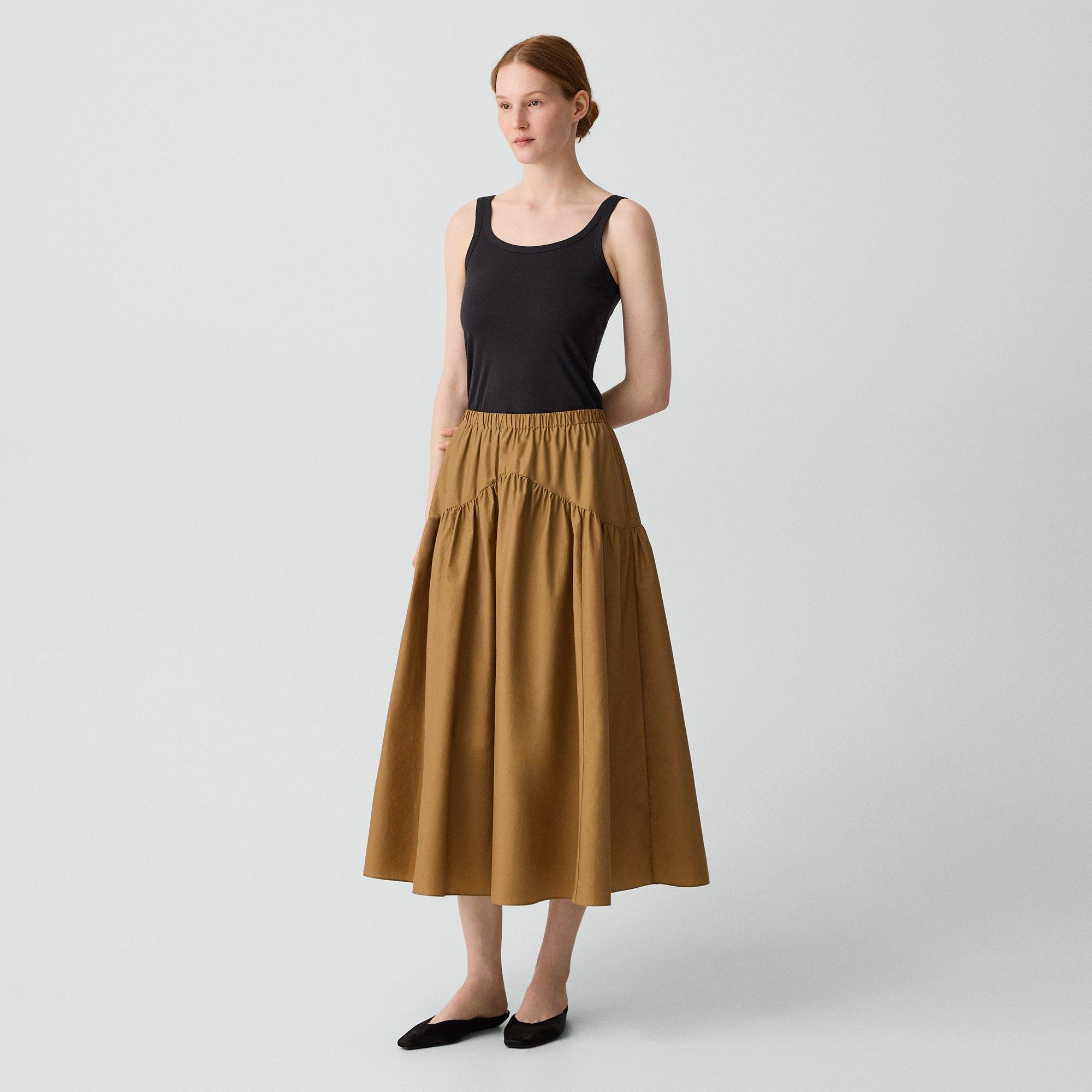 Curved Yoke Skirt in Cotton-Blend