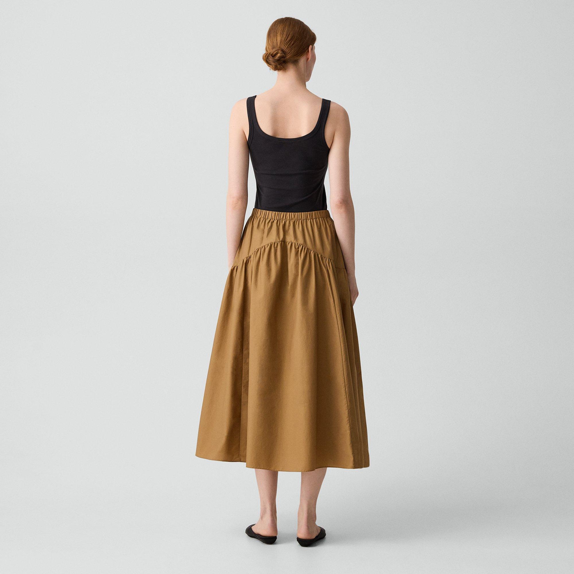 Curved Yoke Skirt in Cotton-Blend