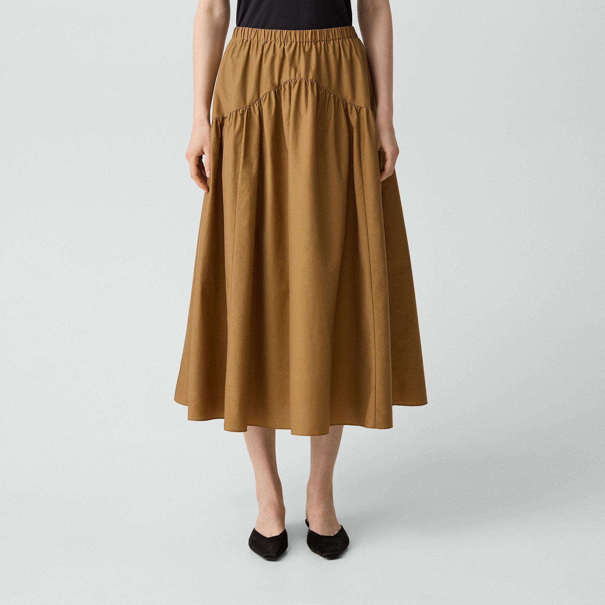 Curved Yoke Skirt in Cotton-Blend