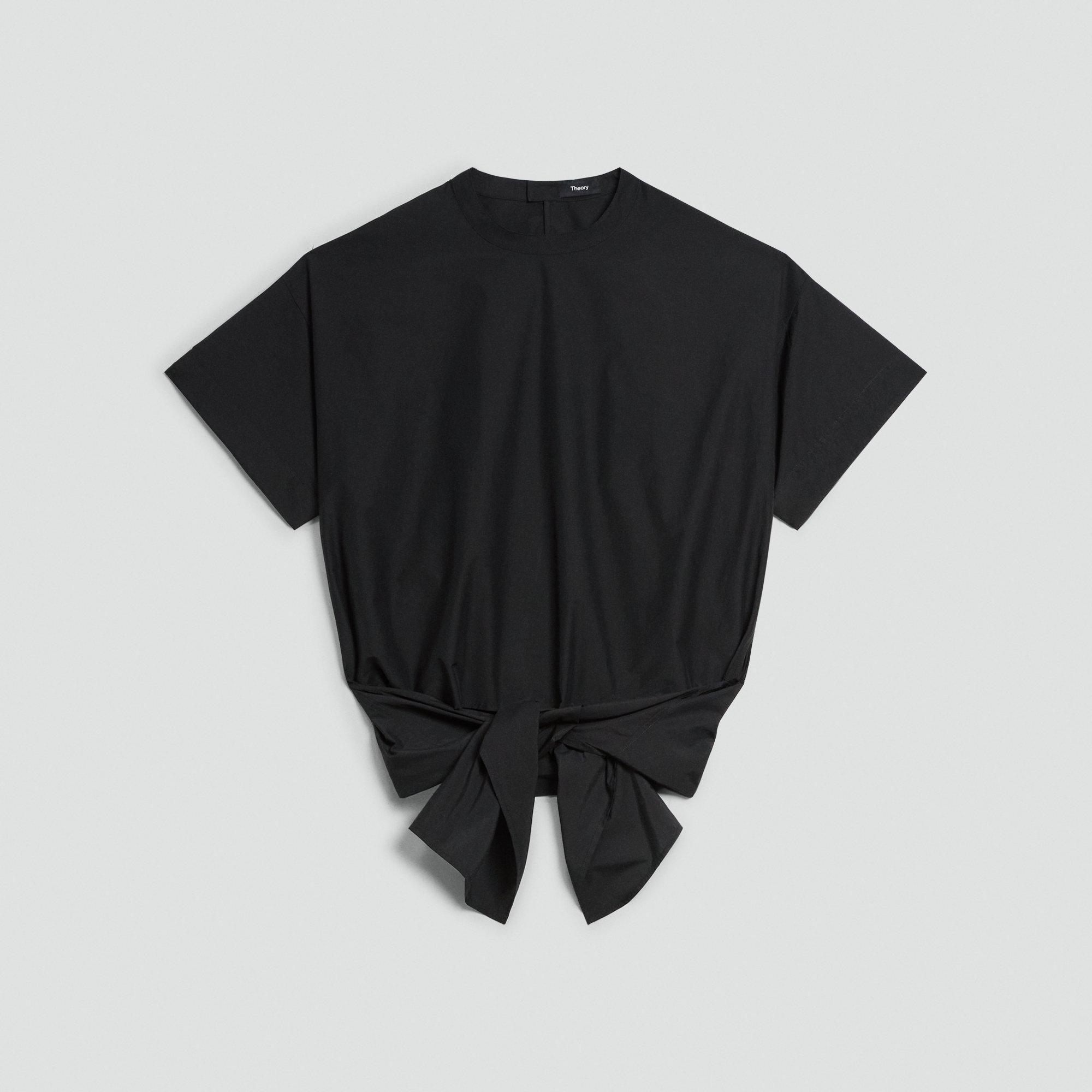 Boxy Tie-Front Top in Cotton-Blend