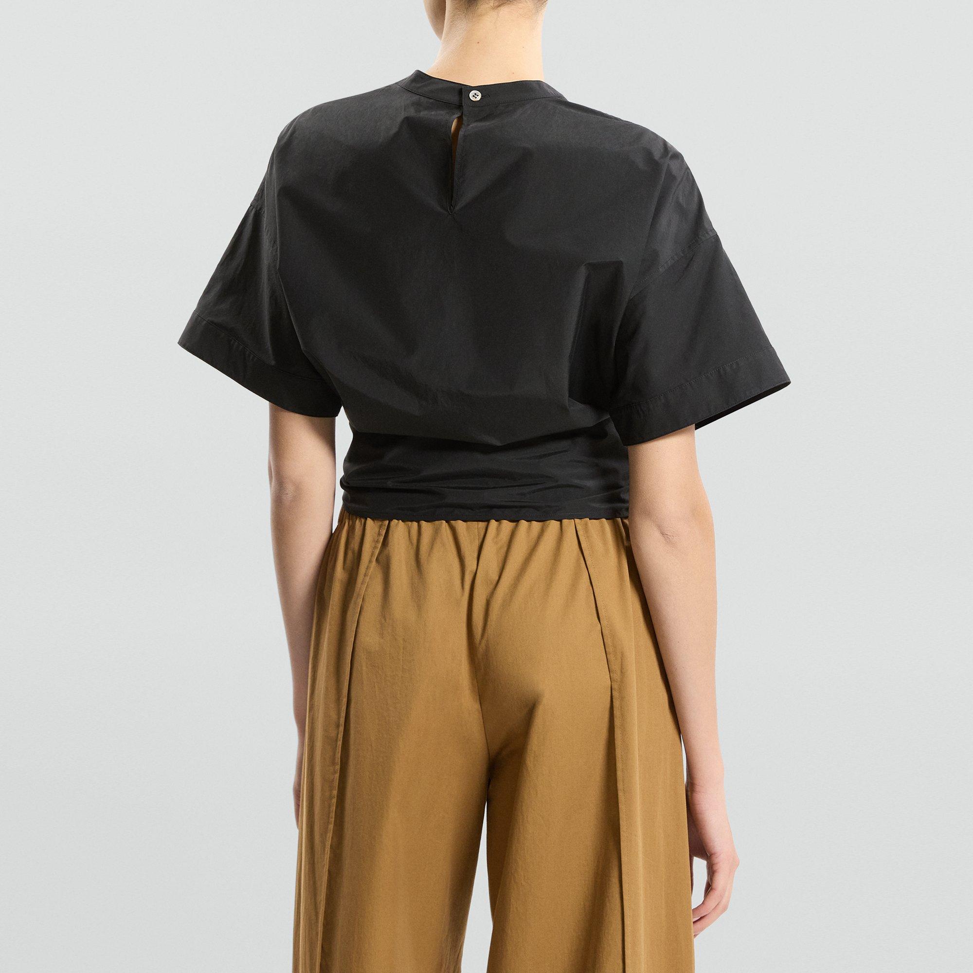 Boxy Tie-Front Top in Cotton-Blend