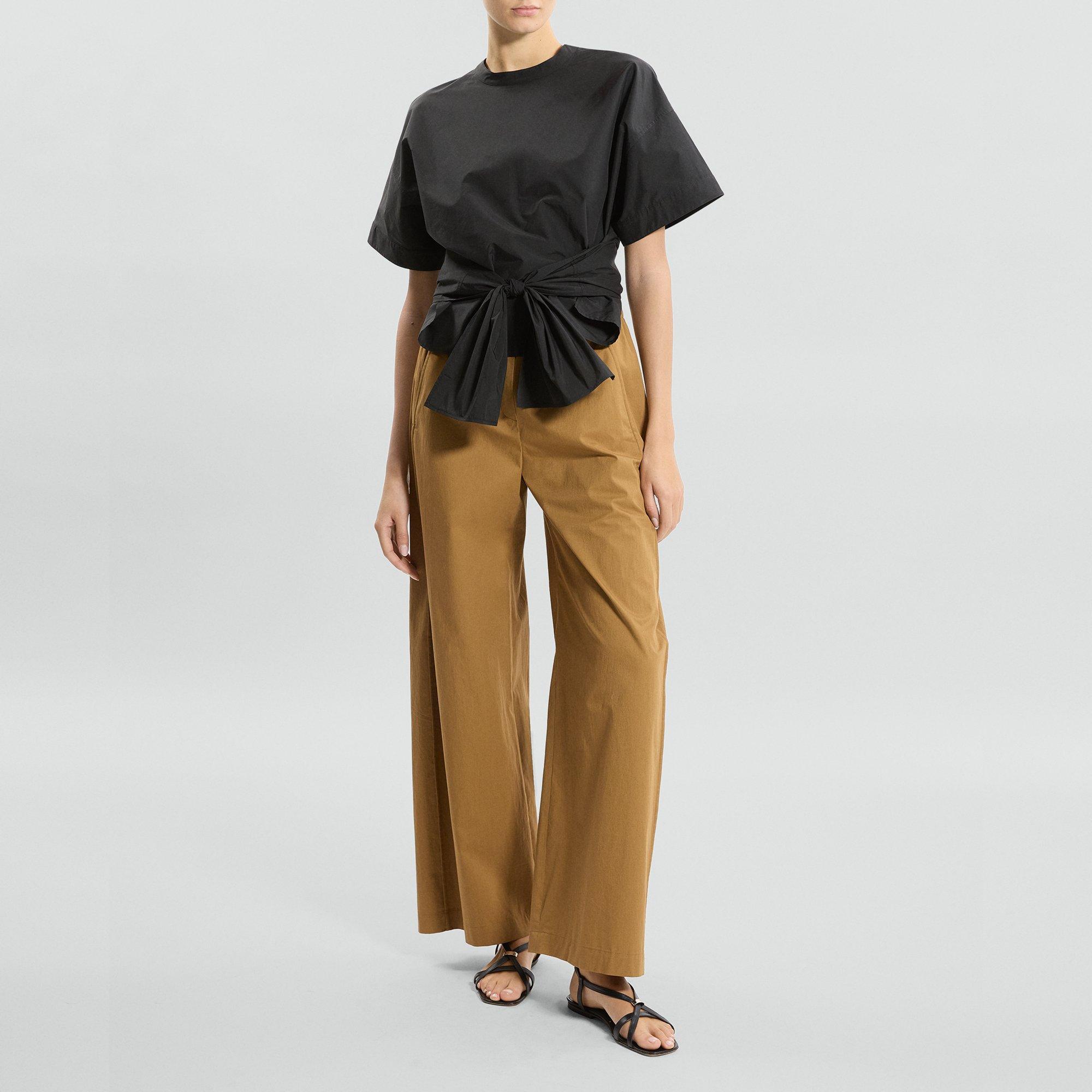 Boxy Tie-Front Top in Cotton-Blend