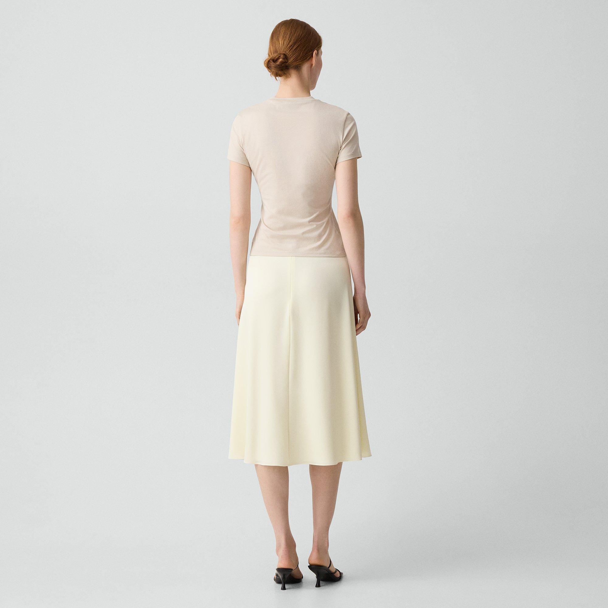 Vented Flounce Skirt in Satin Crepe 