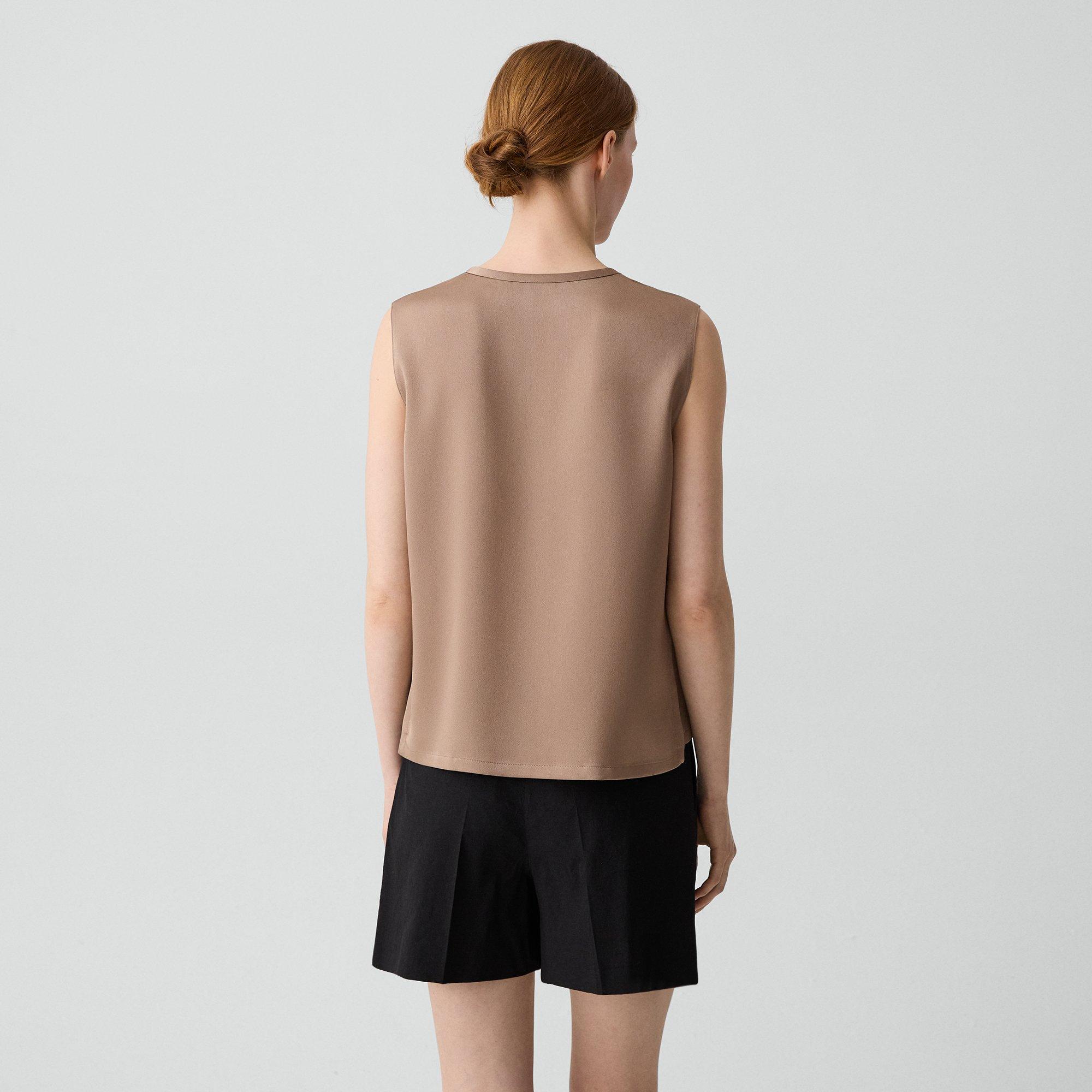 Vented Shell Top in Satin Crepe