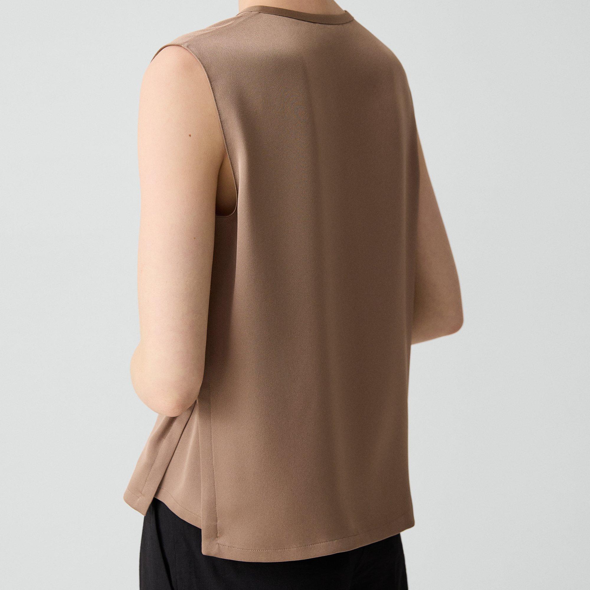 Vented Shell Top in Satin Crepe