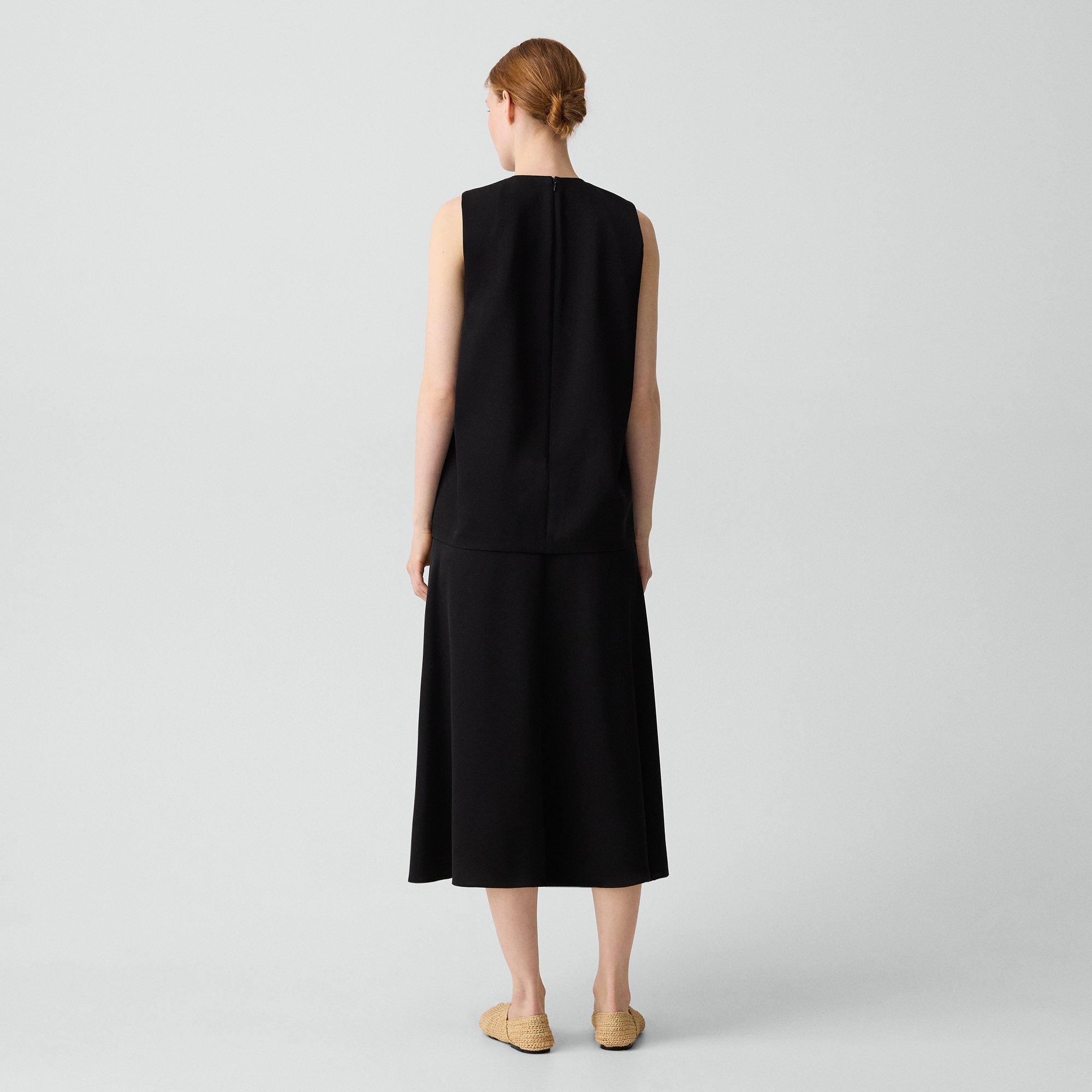 Layered Midi Dress in Satin Crepe