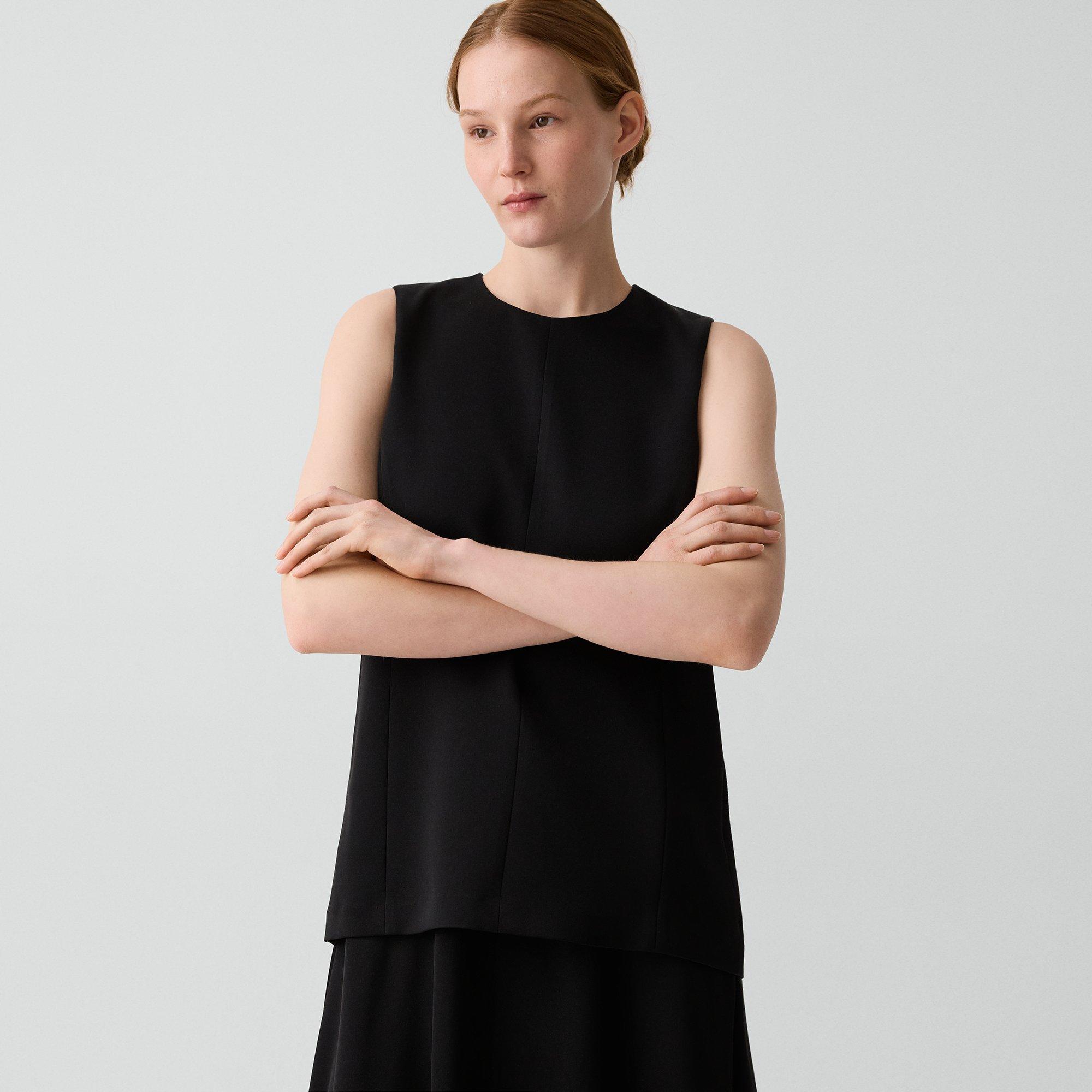 Layered Midi Dress in Satin Crepe