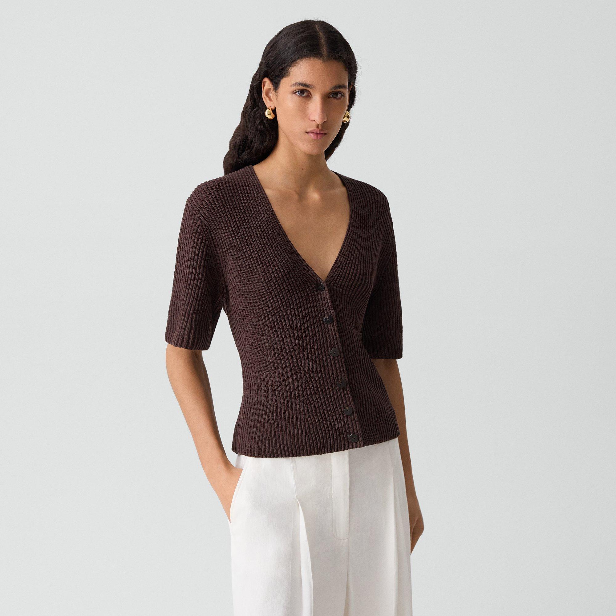 Slim Cardigan in Ribbed Cotton