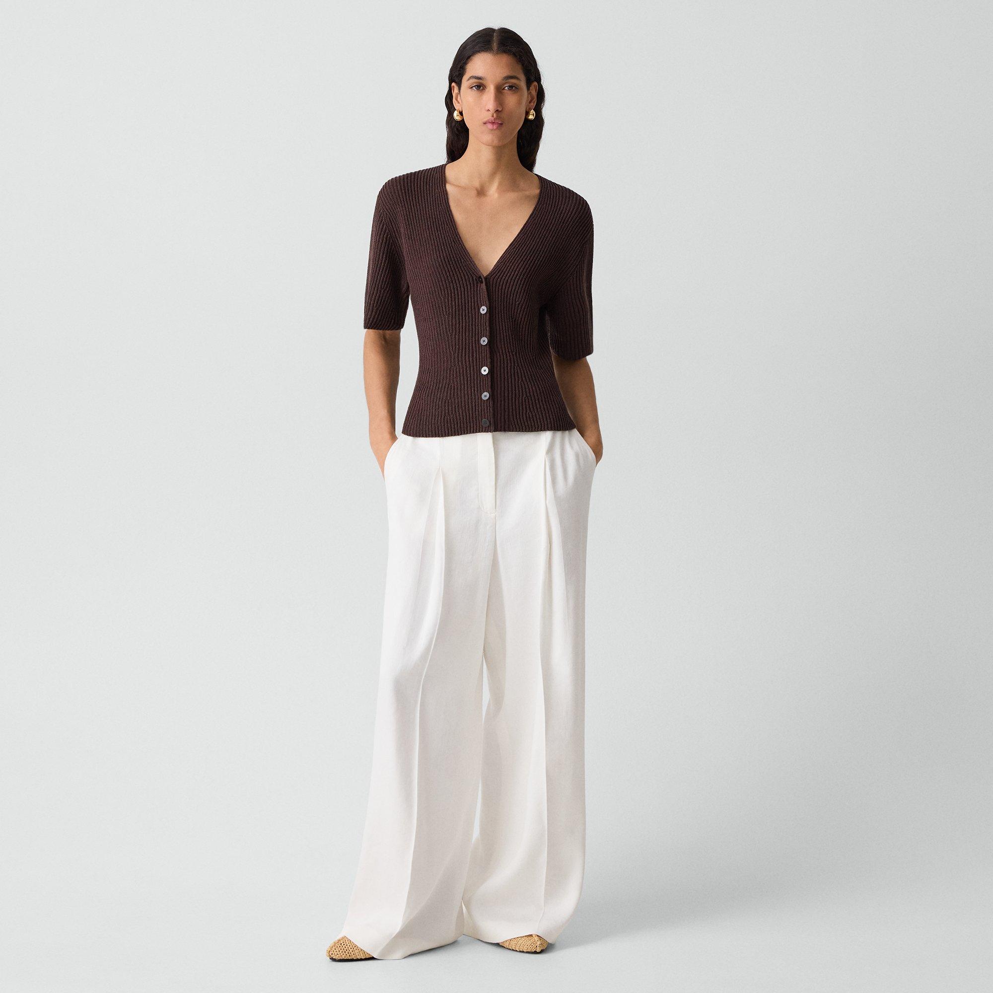 Slim Cardigan in Ribbed Cotton