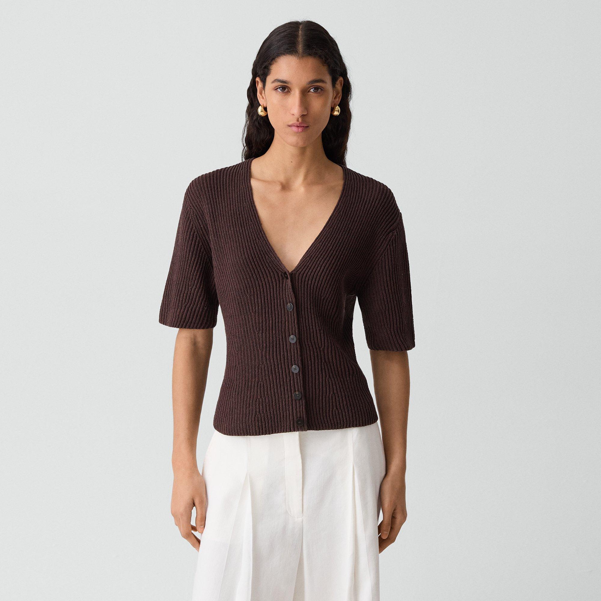Slim Cardigan in Ribbed Cotton