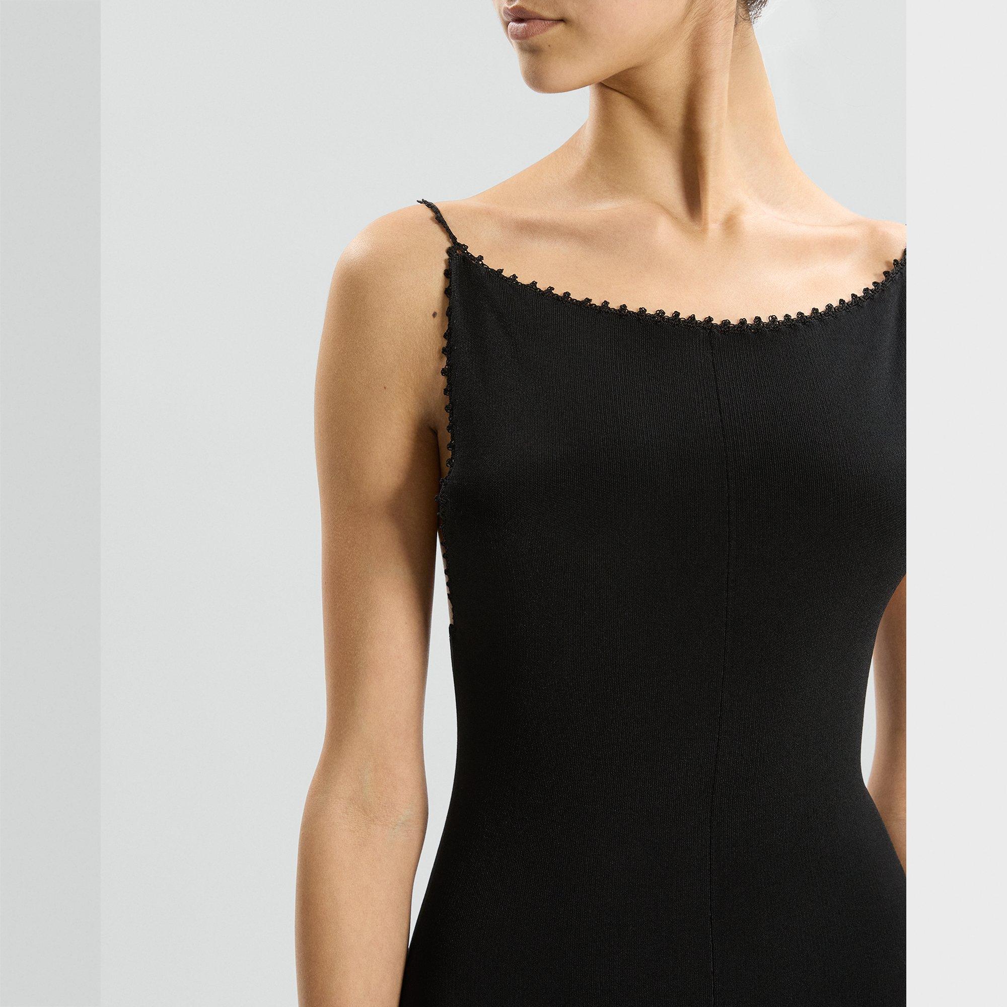 Square Neck Dress in Rayon Knit