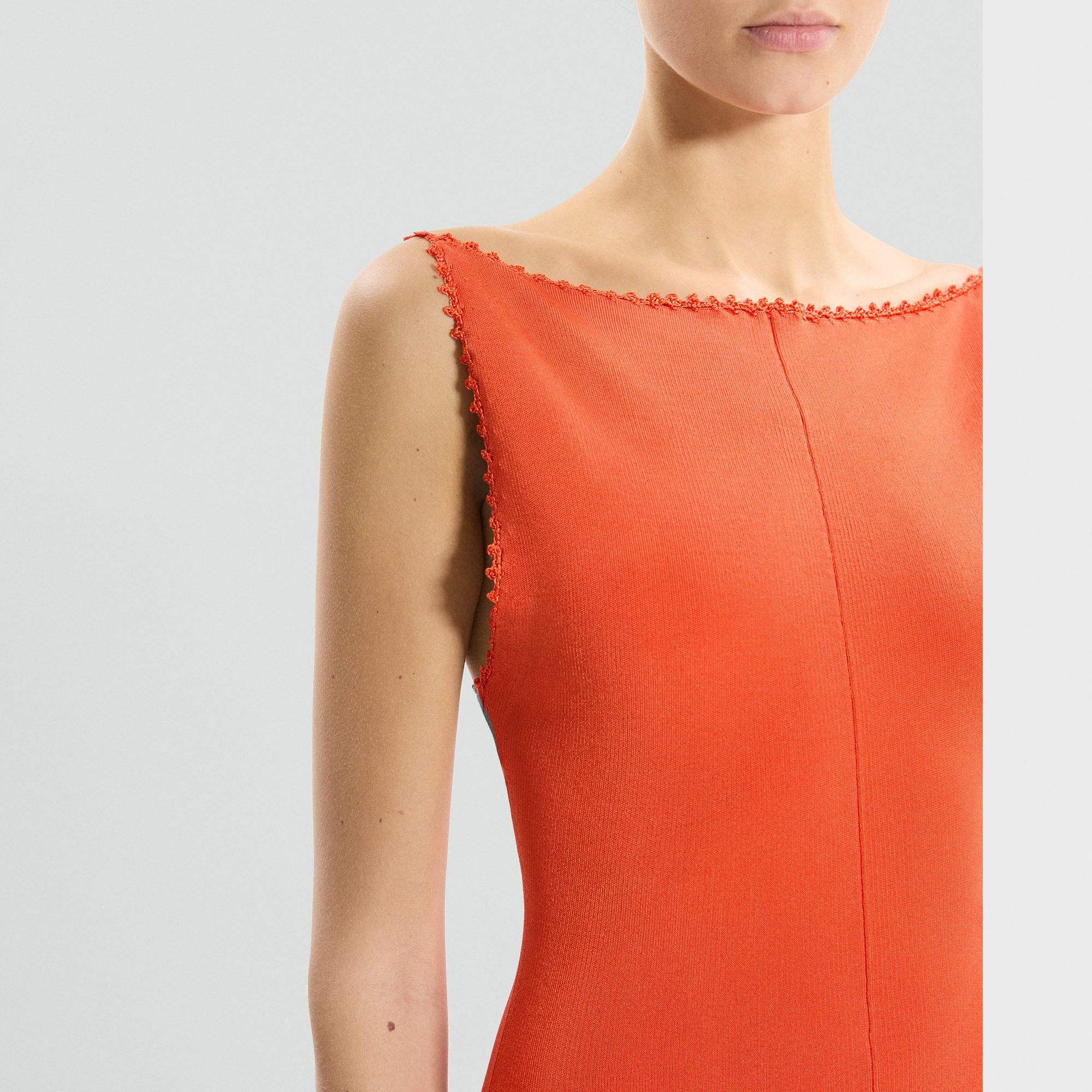 Square Neck Dress in Rayon Knit