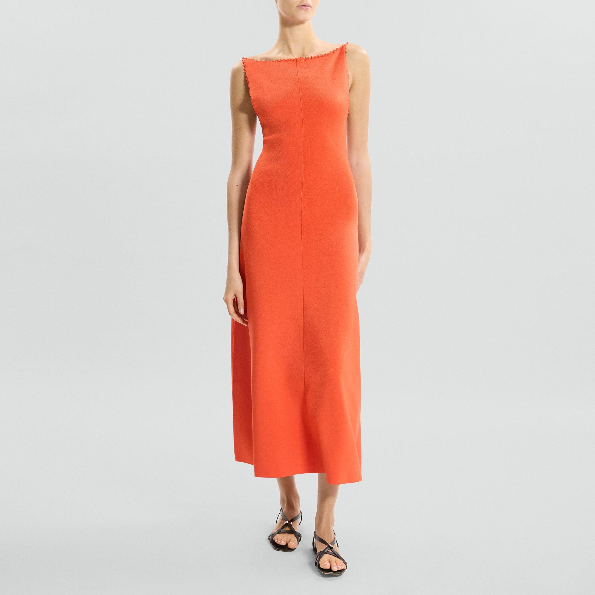 Square Neck Dress in Rayon Knit