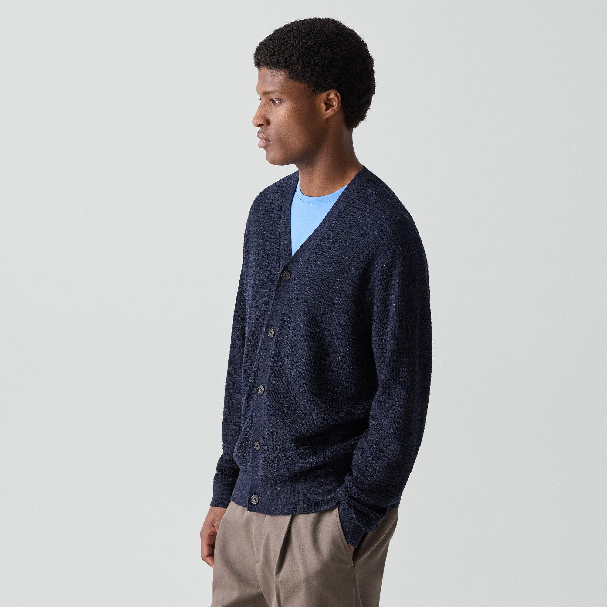 V-Neck Cardigan in Pacific Linen