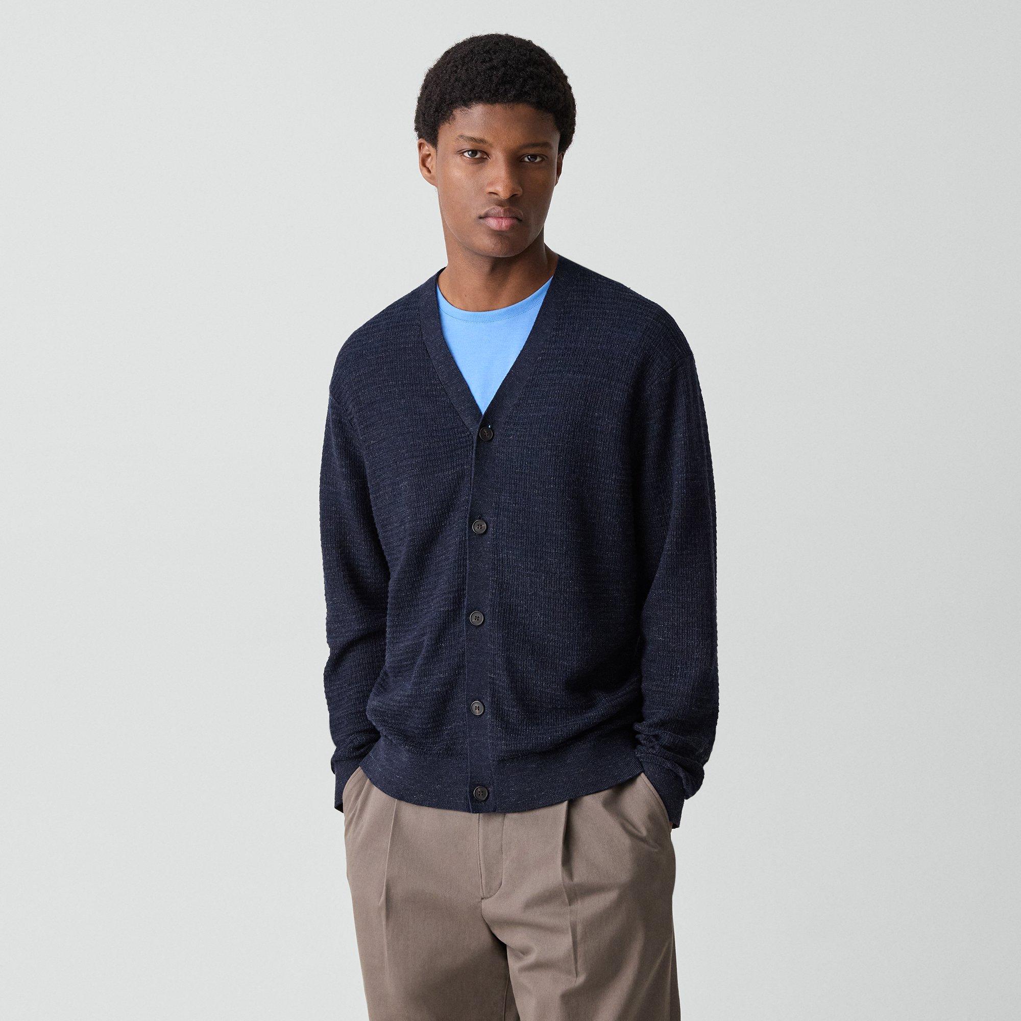 V-Neck Cardigan in Pacific Linen