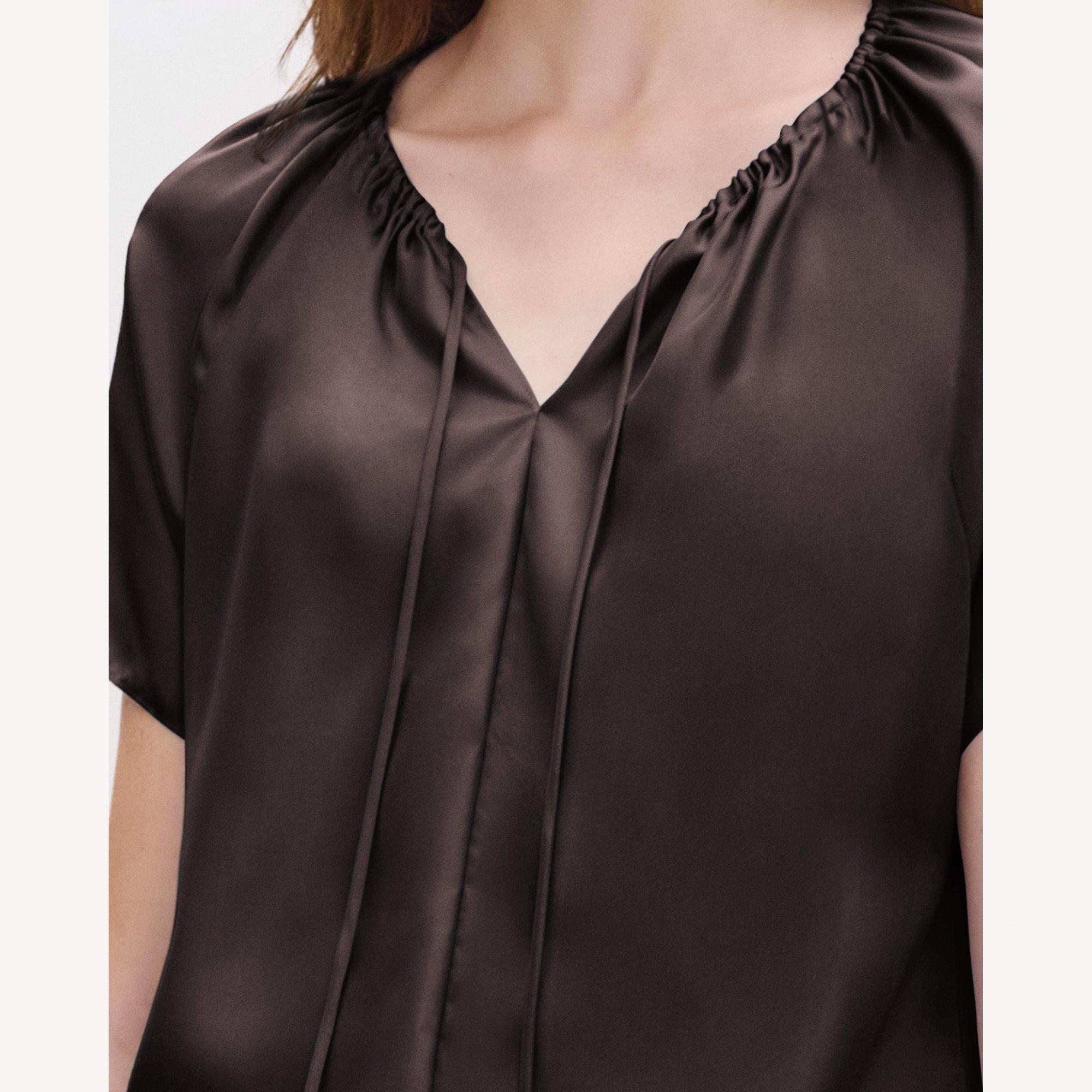 Ruched Blouse in Mod Silk Twill