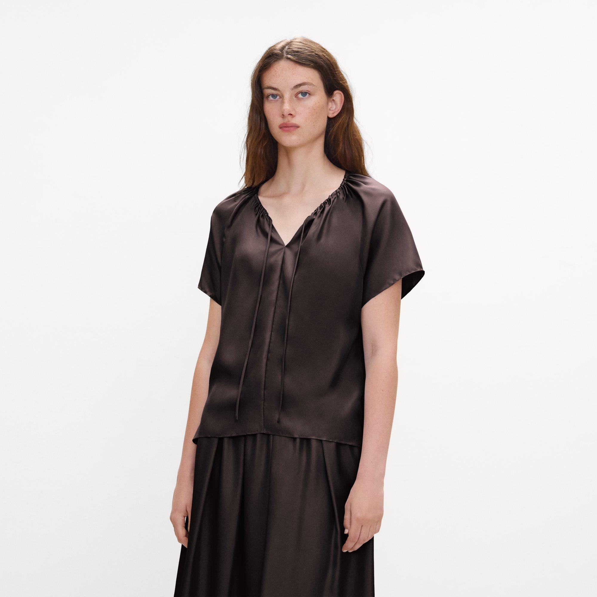 Ruched Blouse in Mod Silk Twill