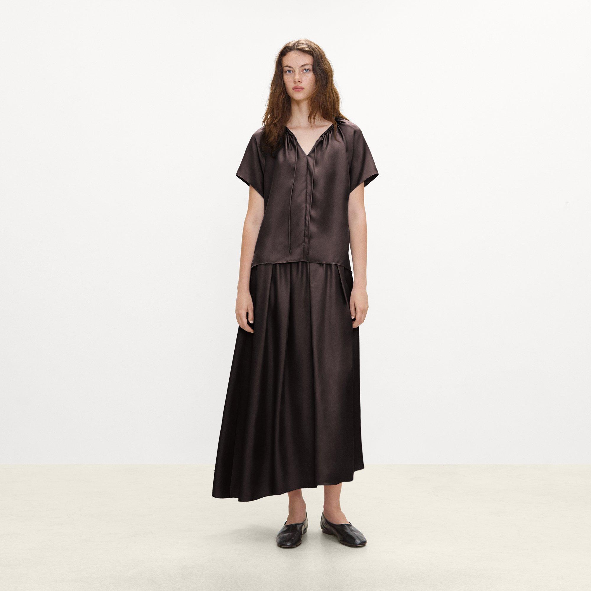 Ruched Blouse in Mod Silk Twill
