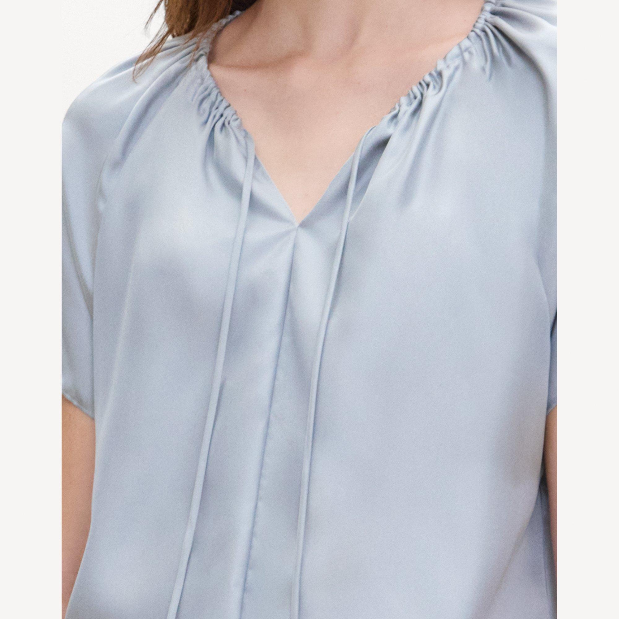 Ruched Blouse in Mod Silk Twill