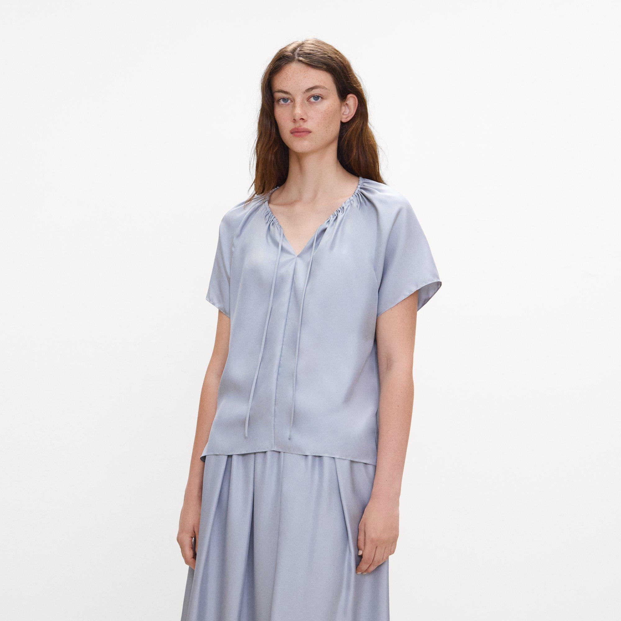 Ruched Blouse in Mod Silk Twill