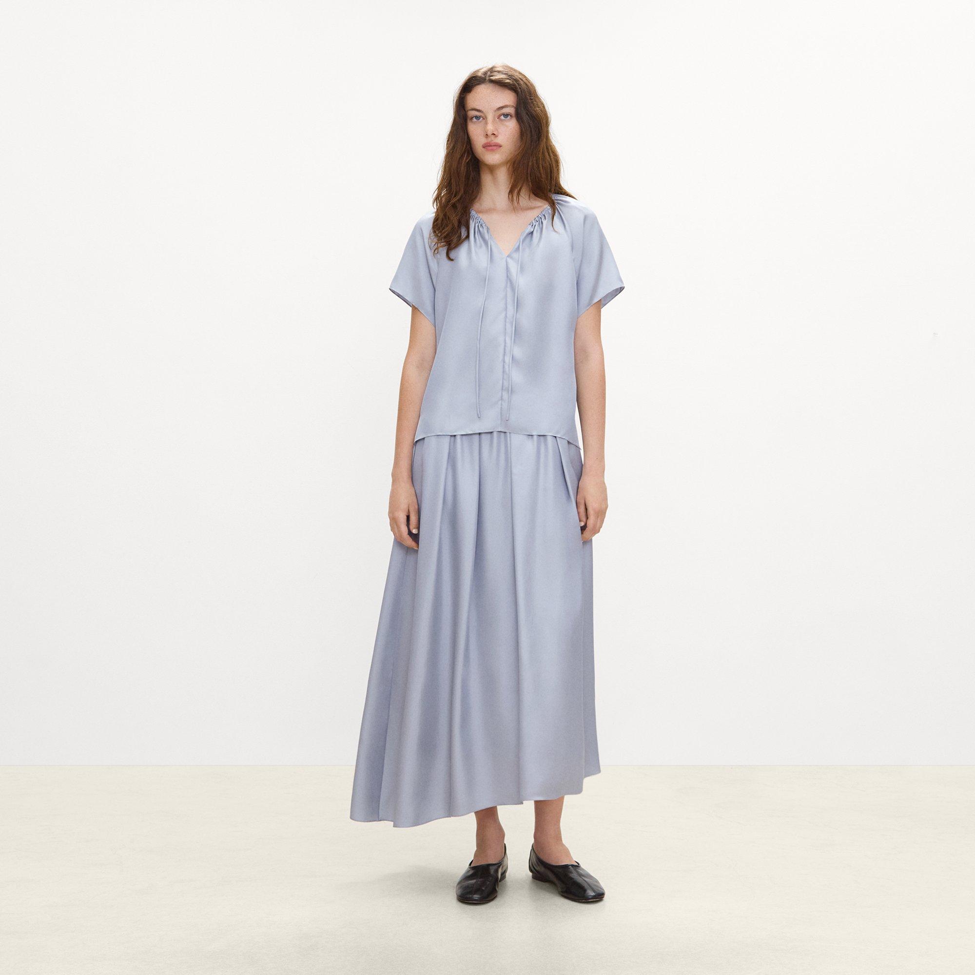 Ruched Blouse in Mod Silk Twill