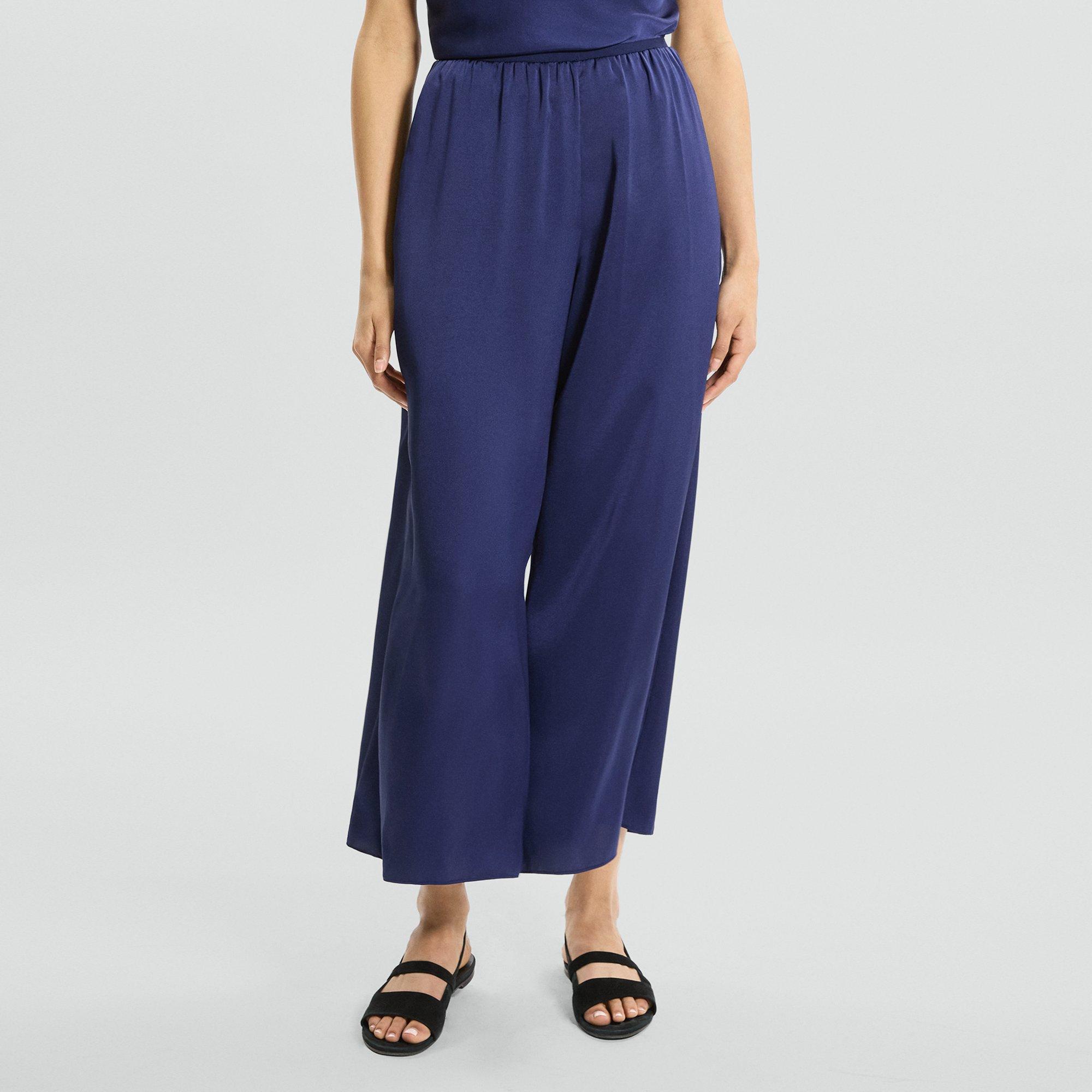 Cropped Fluid Pant in Crushed Satin