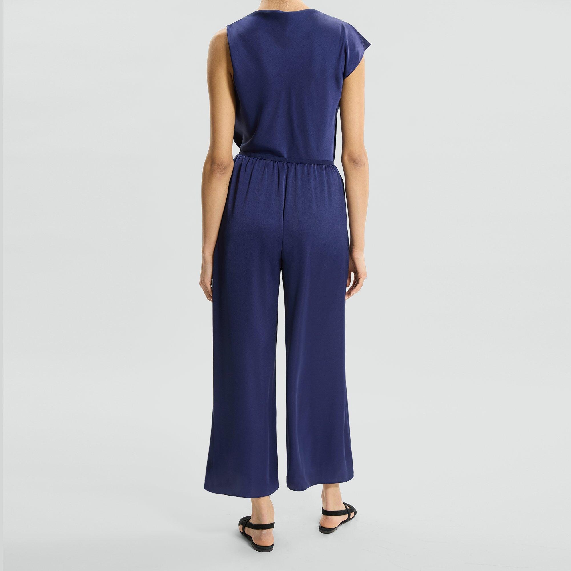 Cropped Fluid Pant in Crushed Satin
