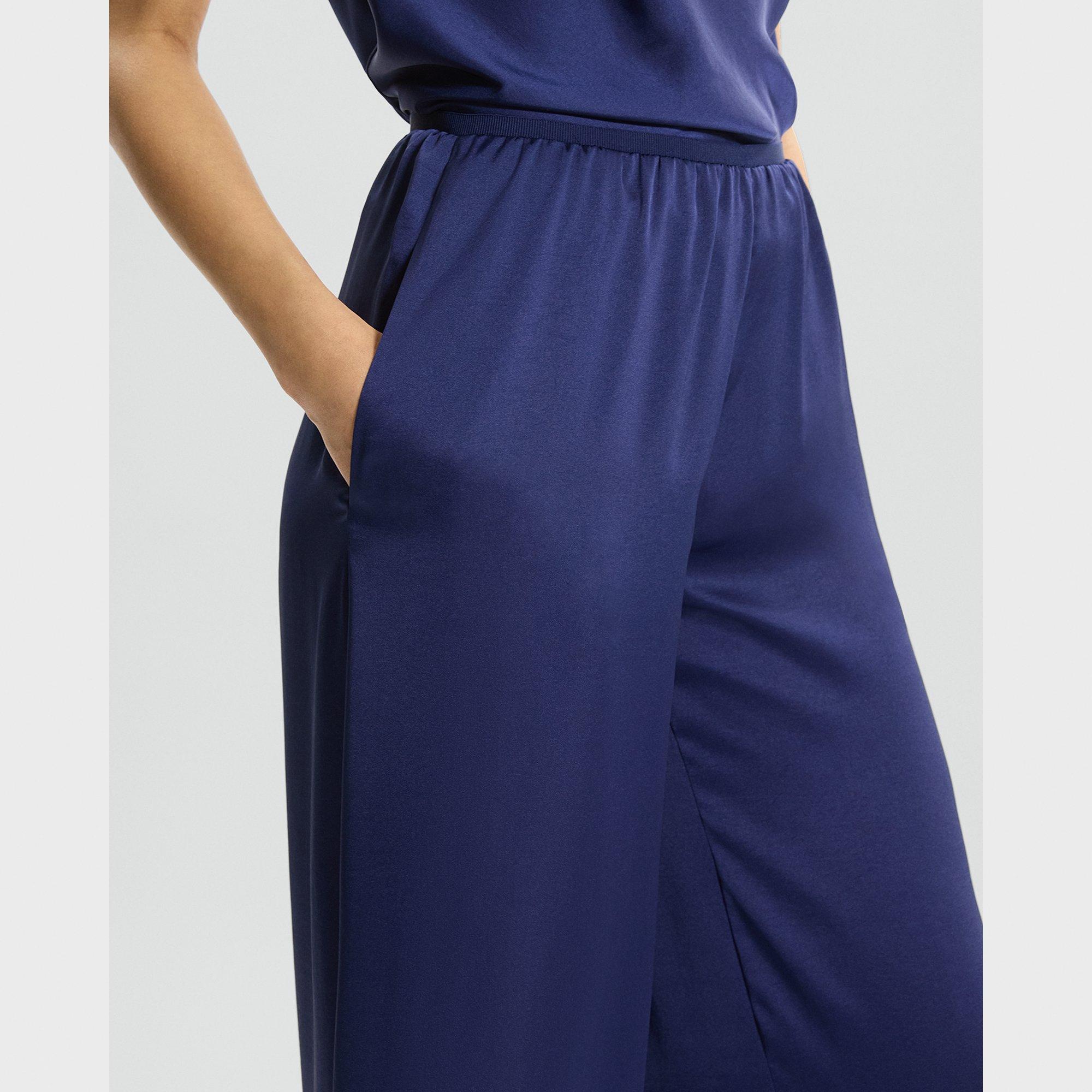 Cropped Fluid Pant in Crushed Satin