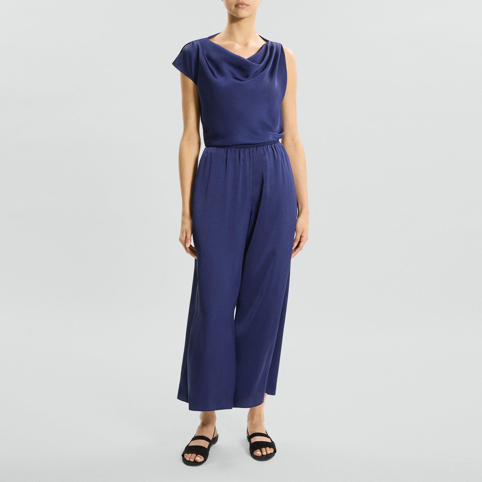 Cropped Fluid Pant in Crushed Satin