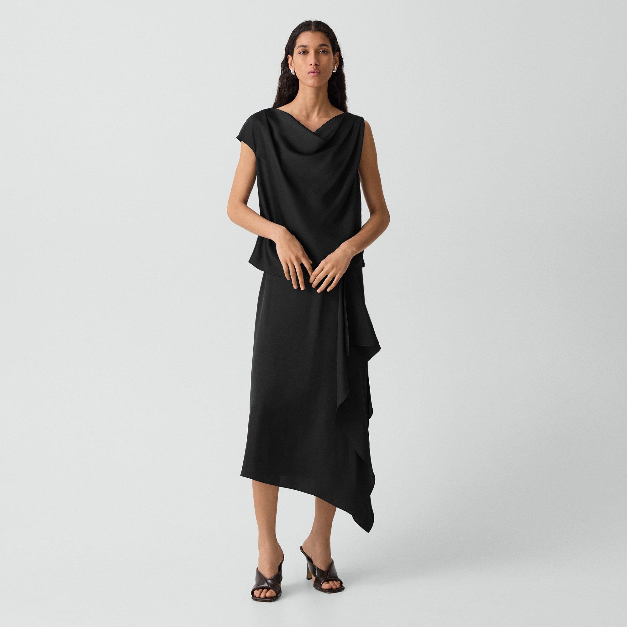 Draped Sarong Skirt in Crushed Satin