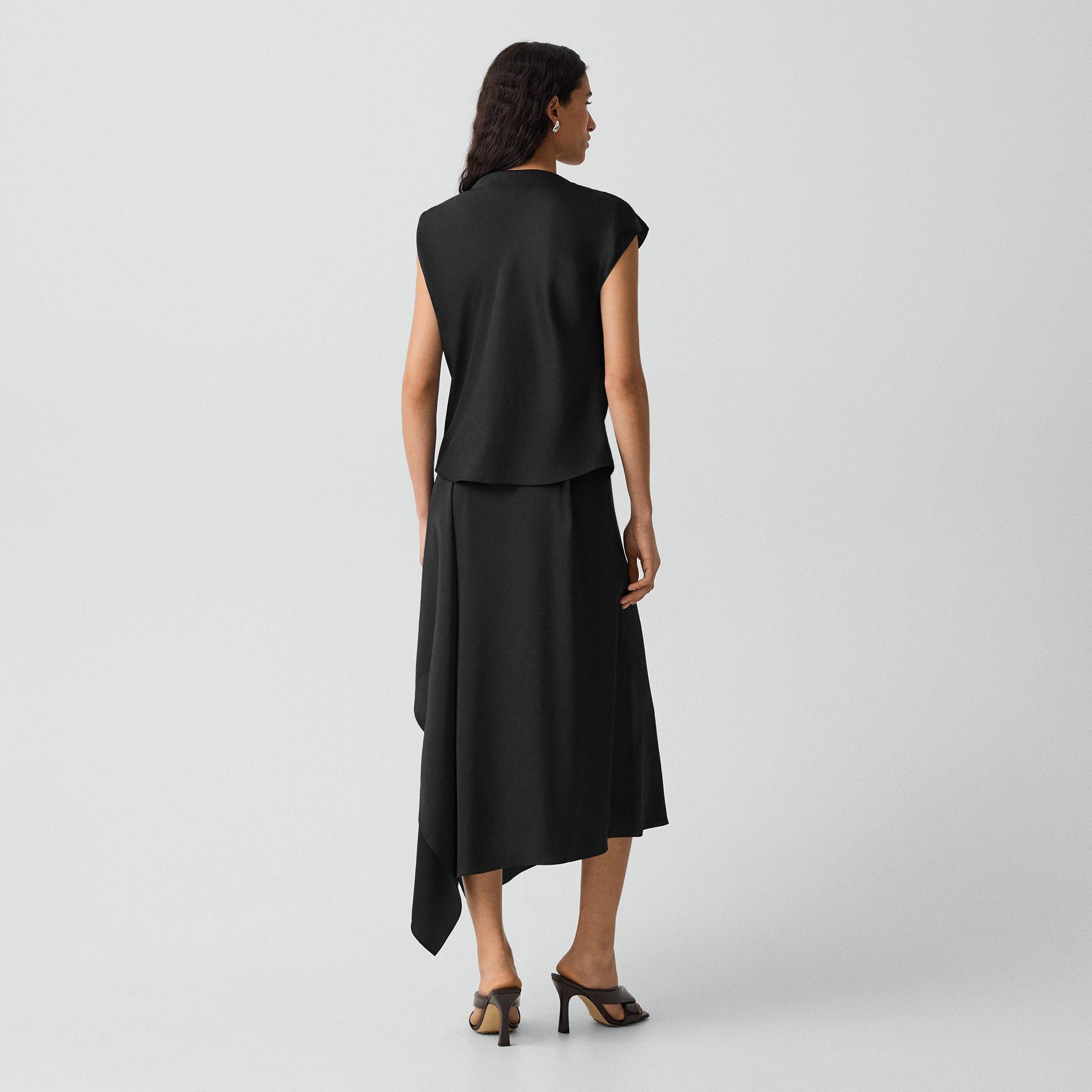 Draped Sarong Skirt in Crushed Satin