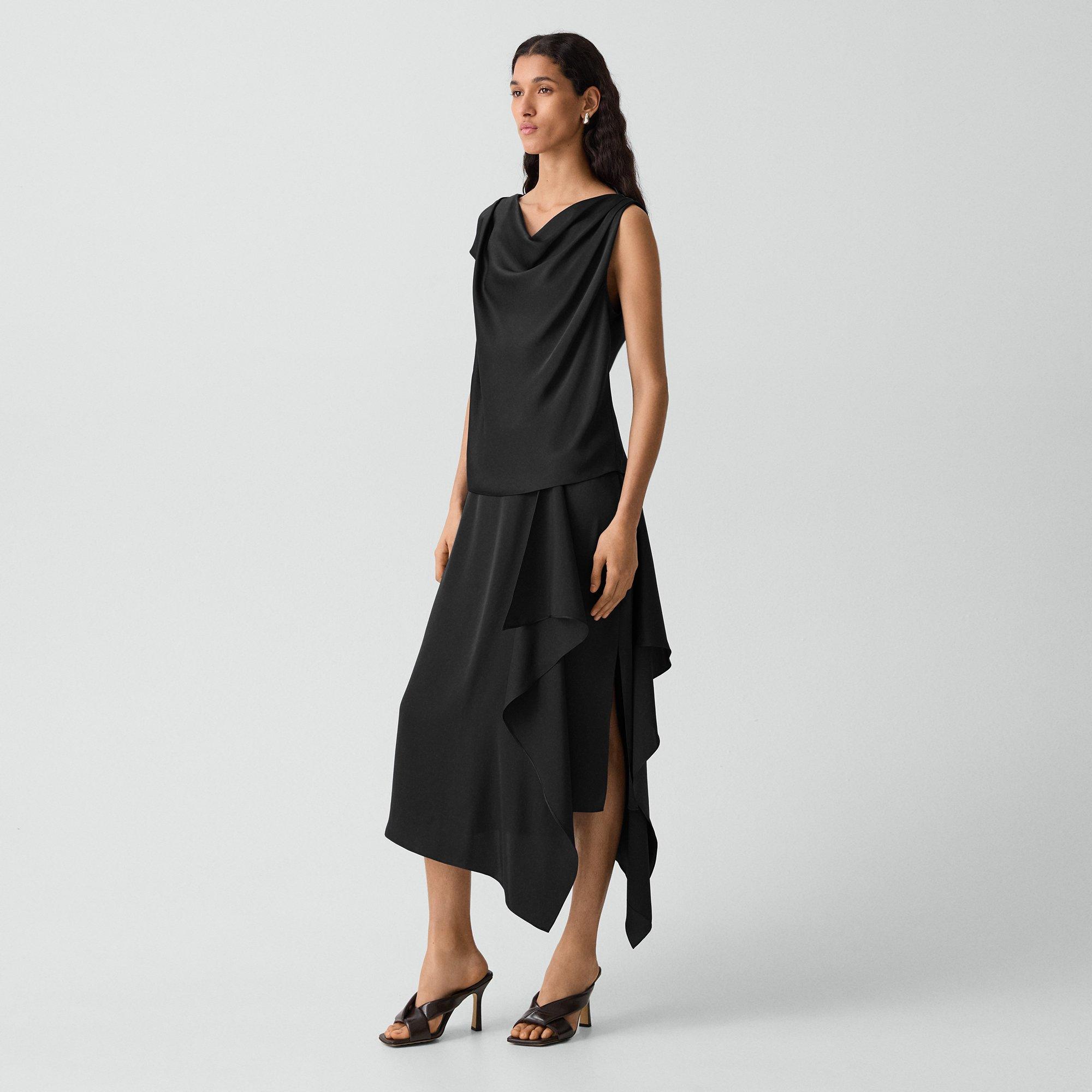Draped Sarong Skirt in Crushed Satin