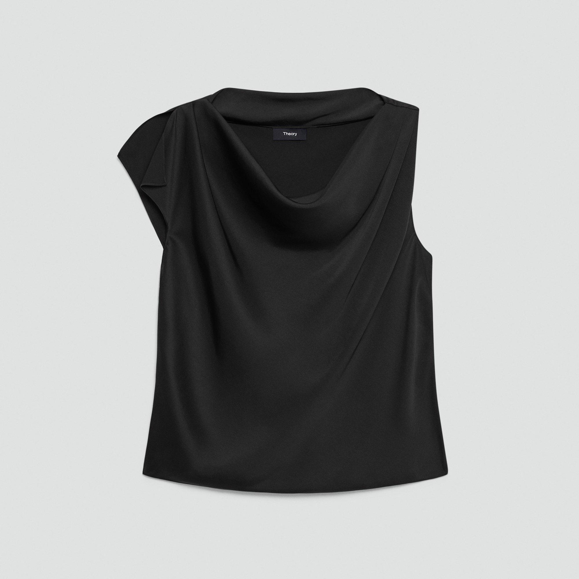 Cowl Neck Blouse in Crushed Satin