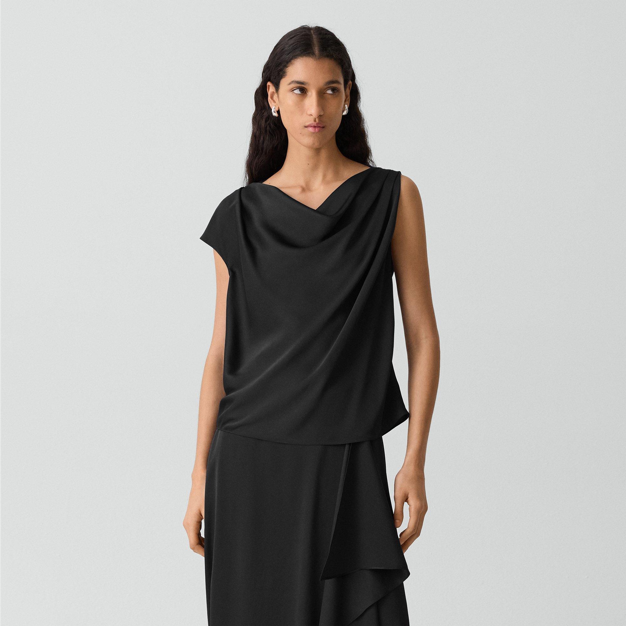 Cowl Neck Blouse in Crushed Satin