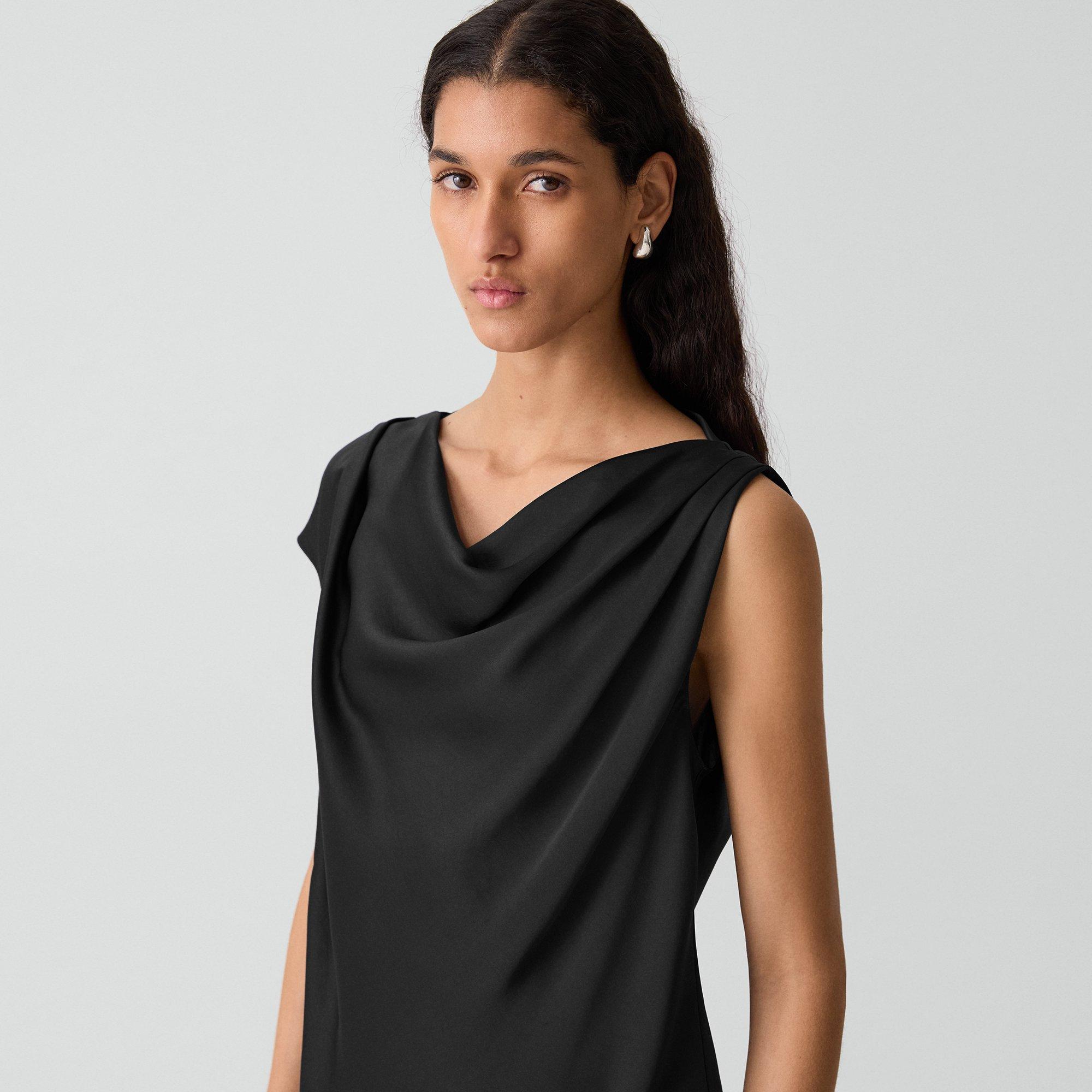 Cowl Neck Blouse in Crushed Satin