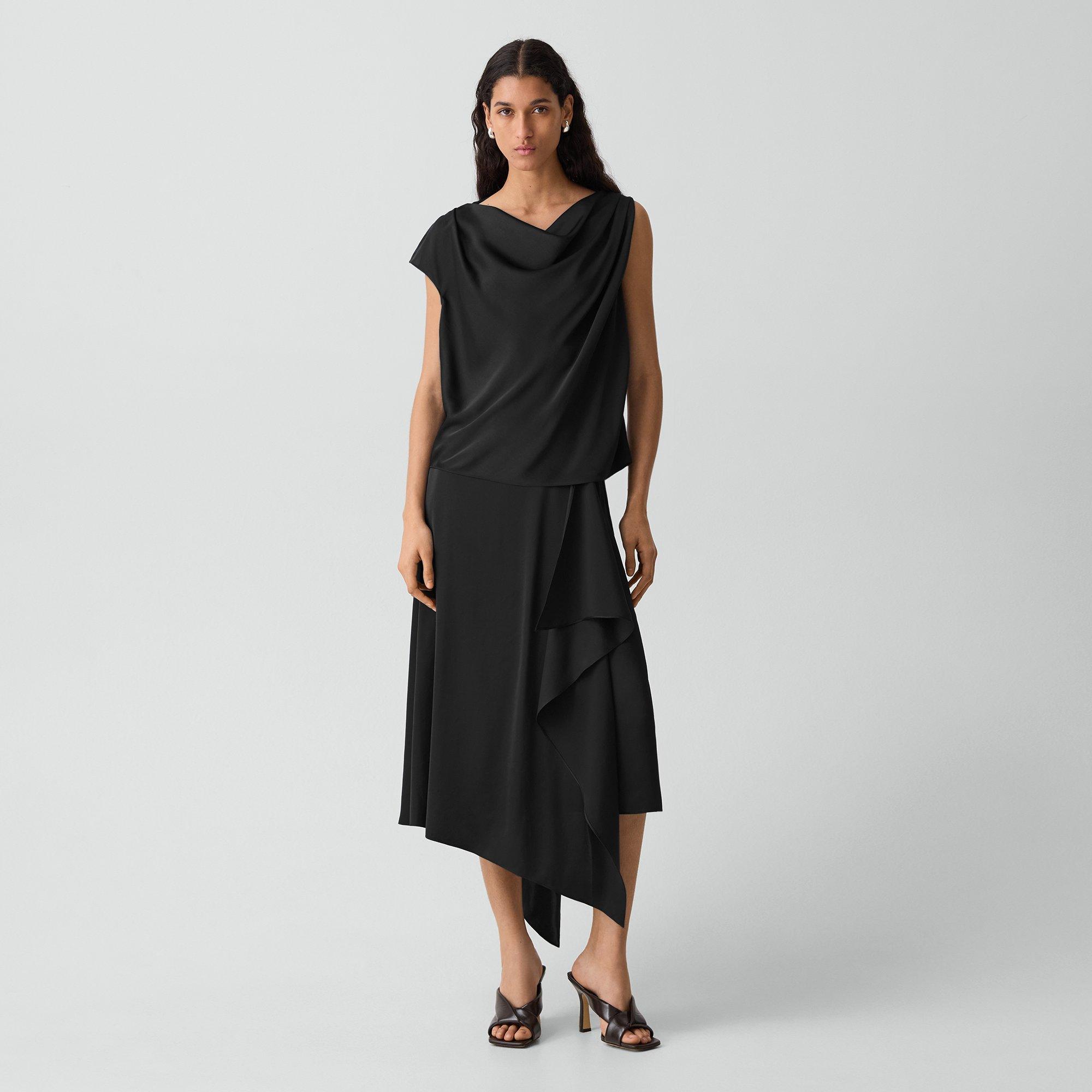 Cowl Neck Blouse in Crushed Satin