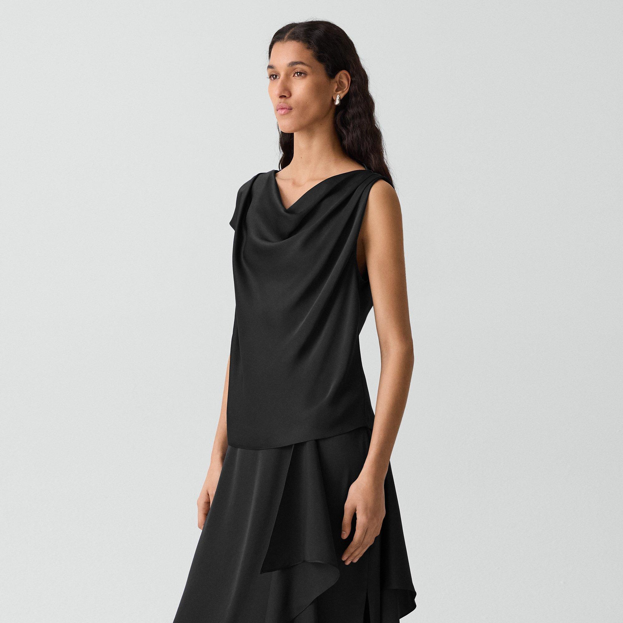 Cowl Neck Blouse in Crushed Satin
