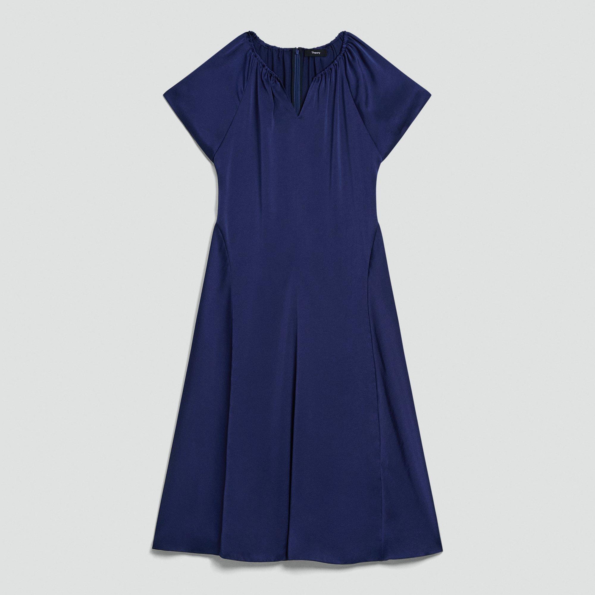 Ruched Midi Dress in Crushed Satin