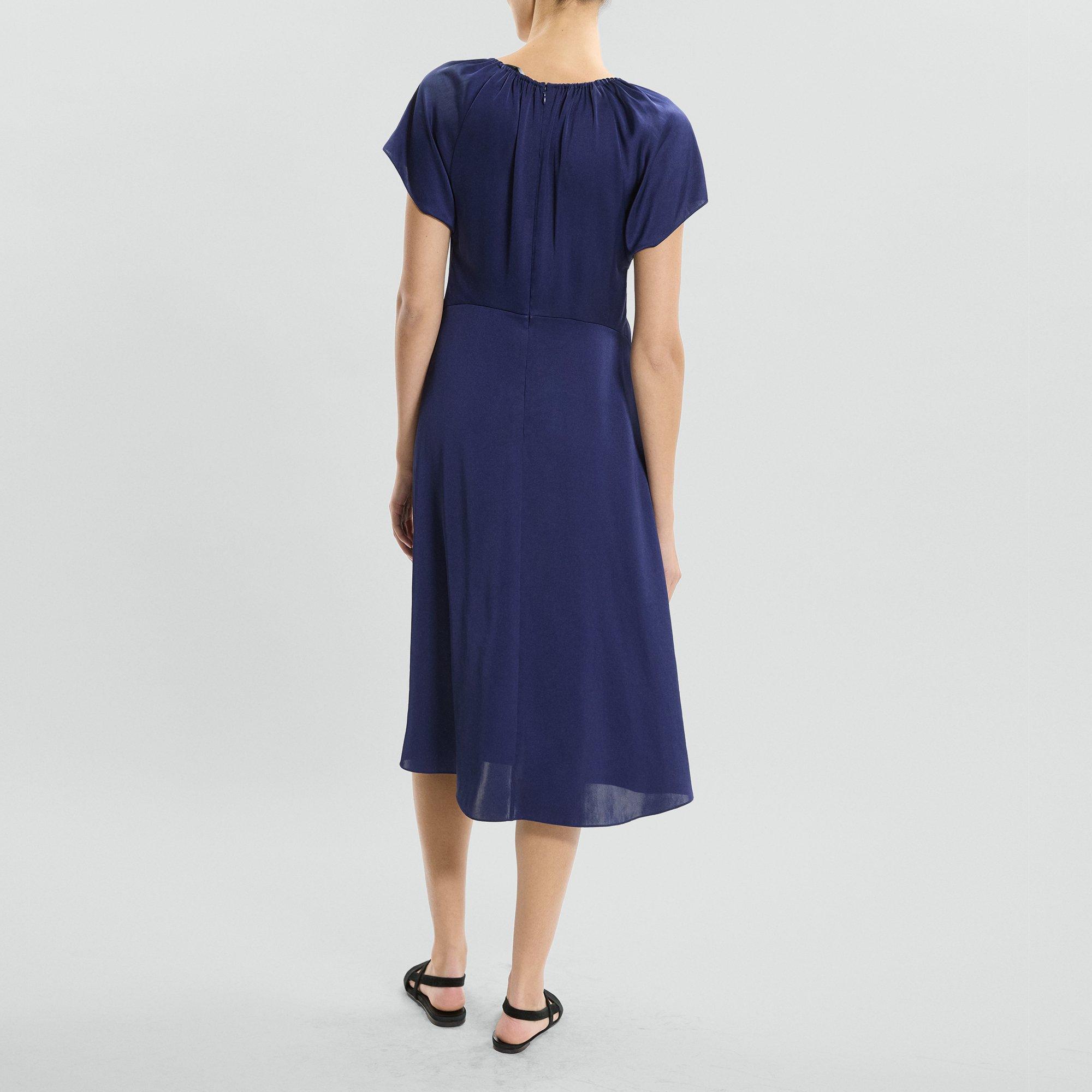 Ruched Midi Dress in Crushed Satin