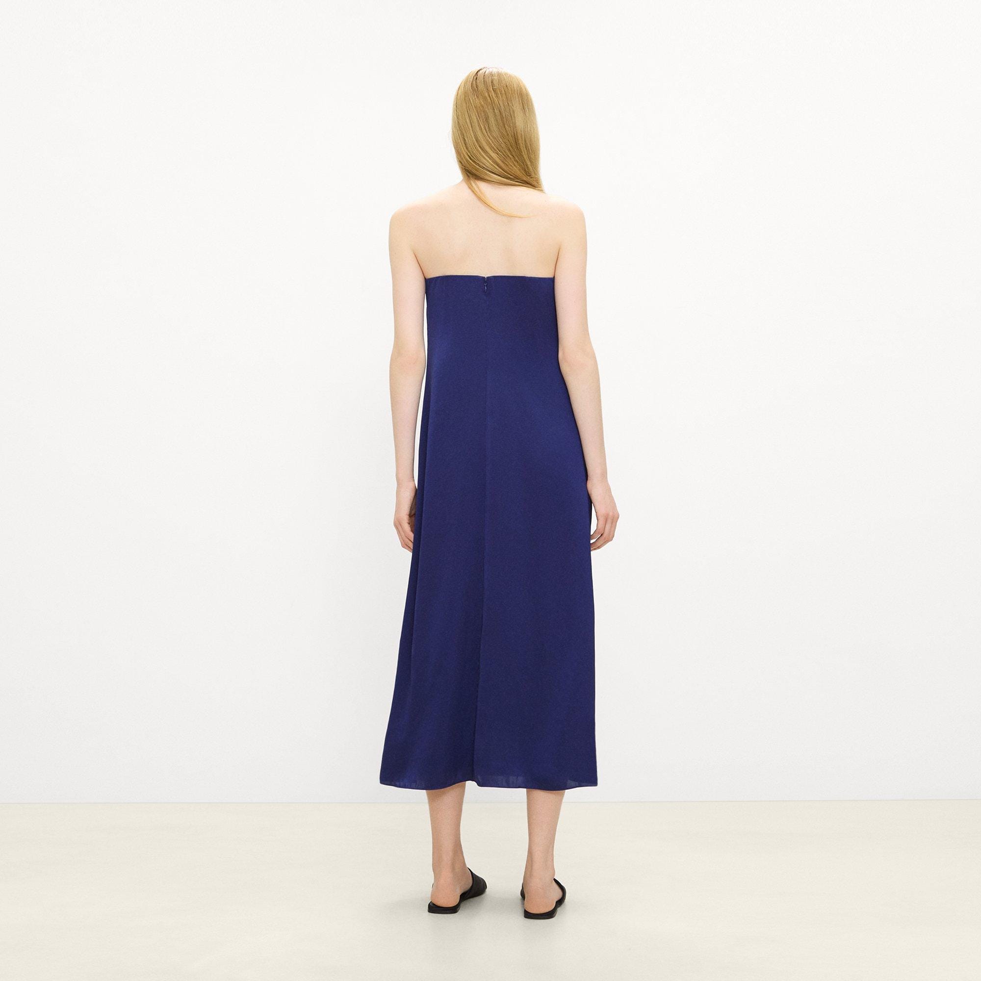 Strapless Maxi Dress in Crushed Satin