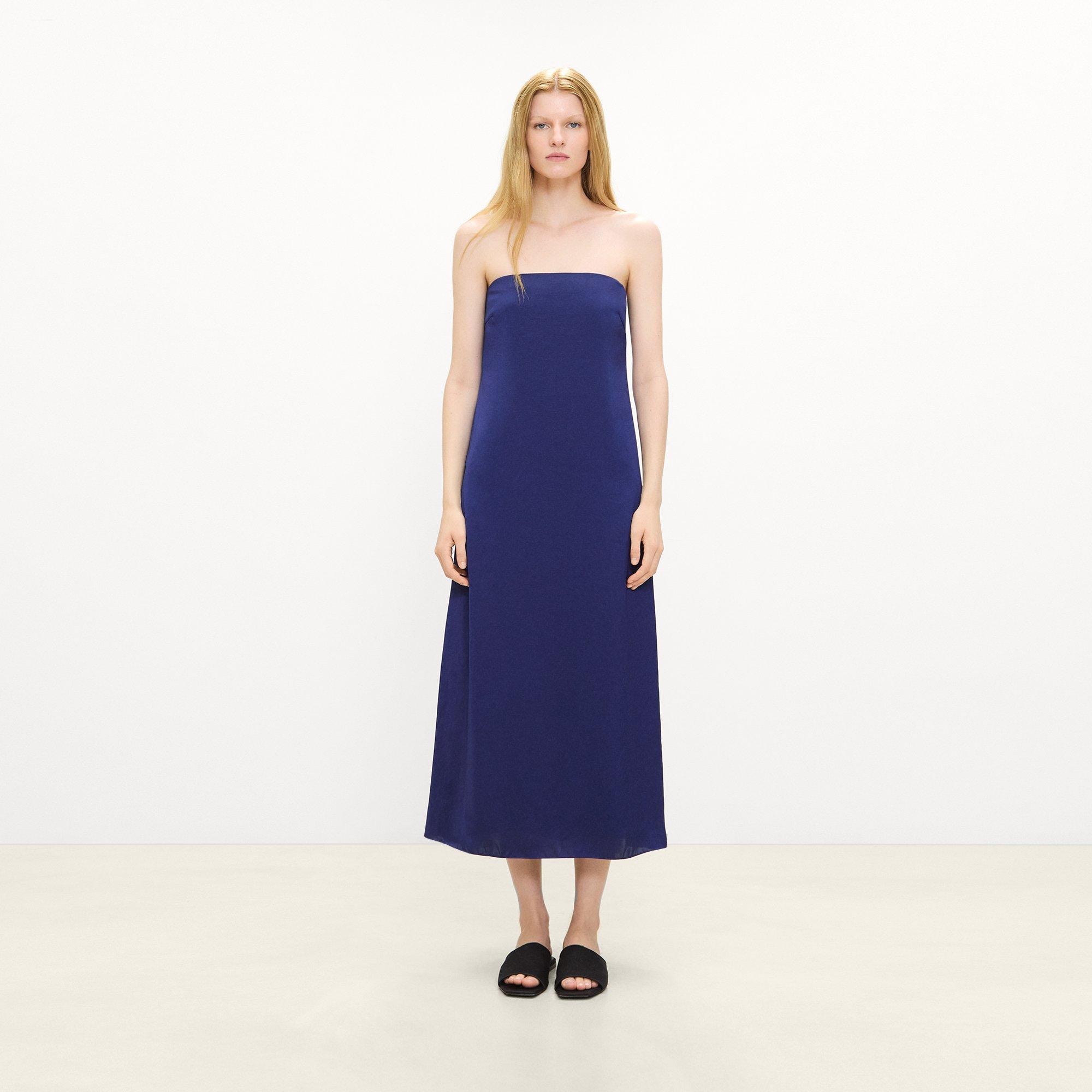 Strapless Maxi Dress in Crushed Satin