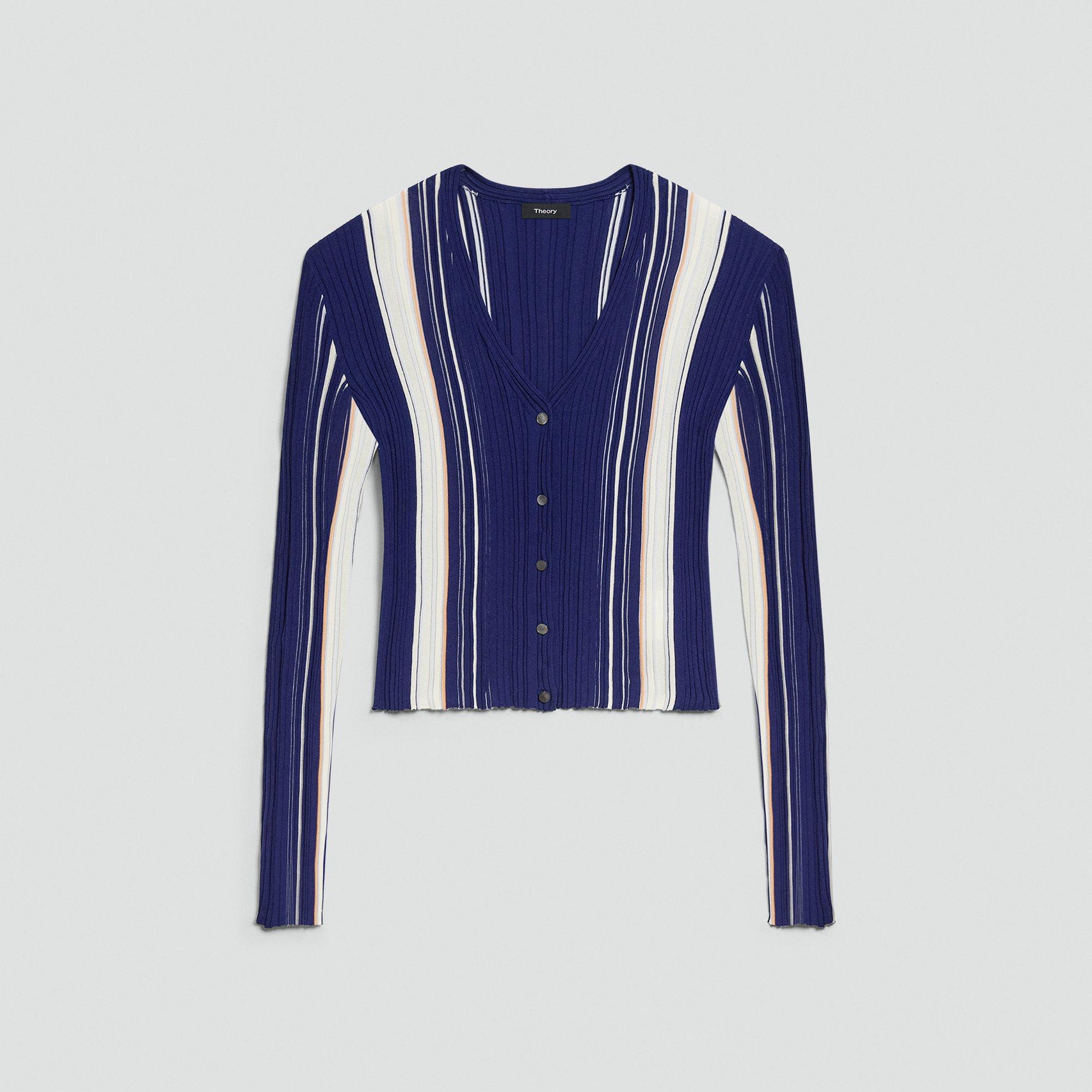 Ribbed Cardigan in Organic Cotton-Blend