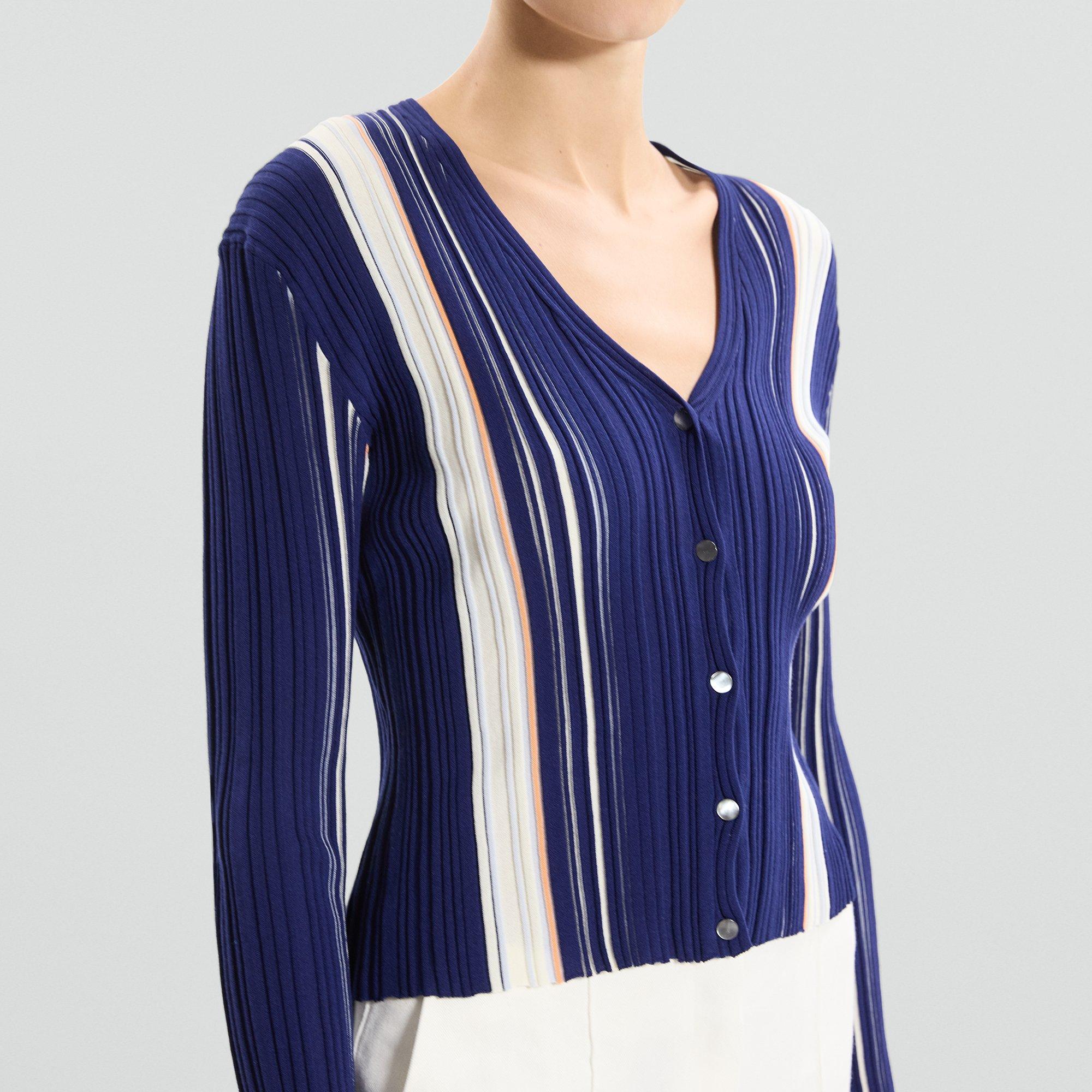 Ribbed Cardigan in Organic Cotton-Blend