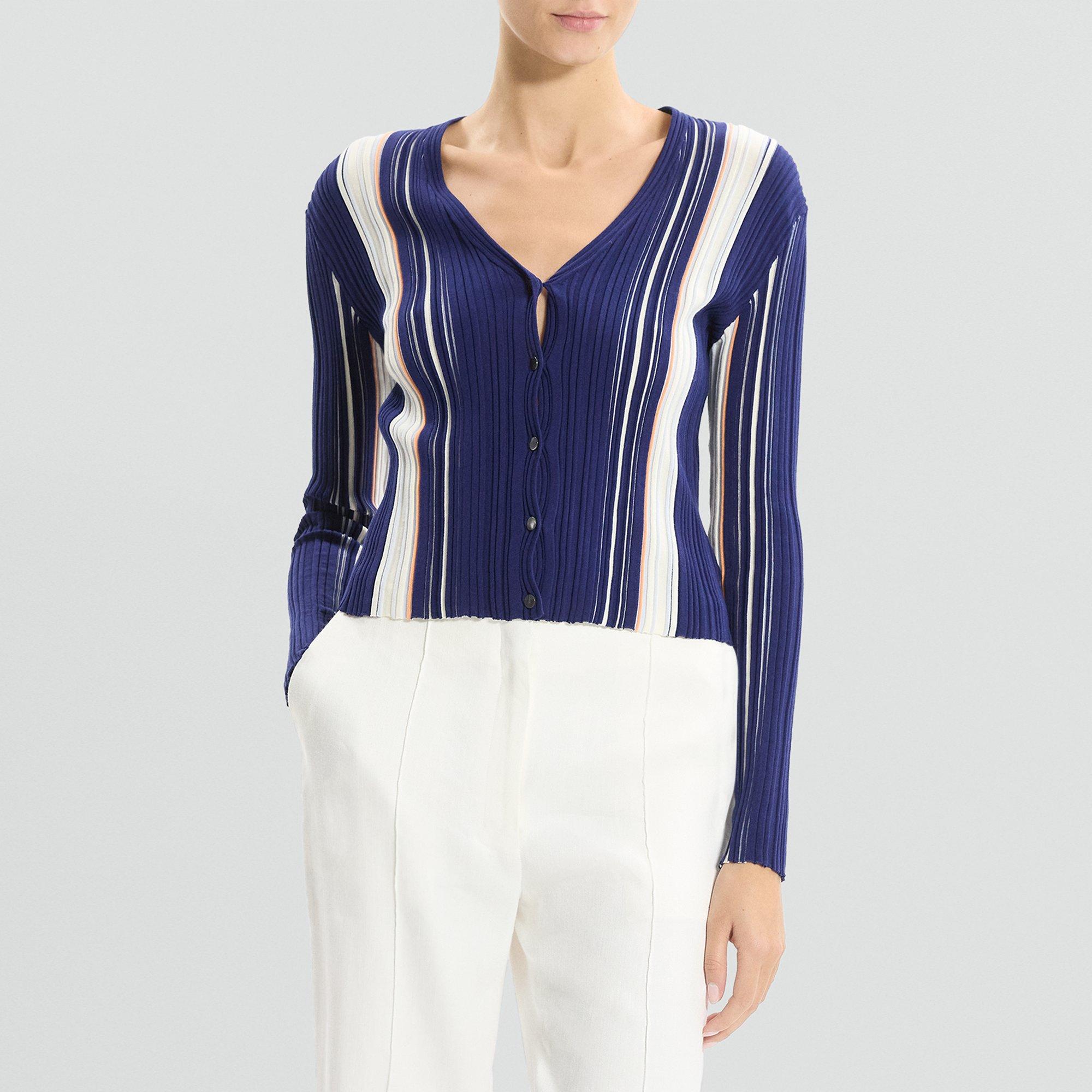 Ribbed Cardigan in Organic Cotton-Blend