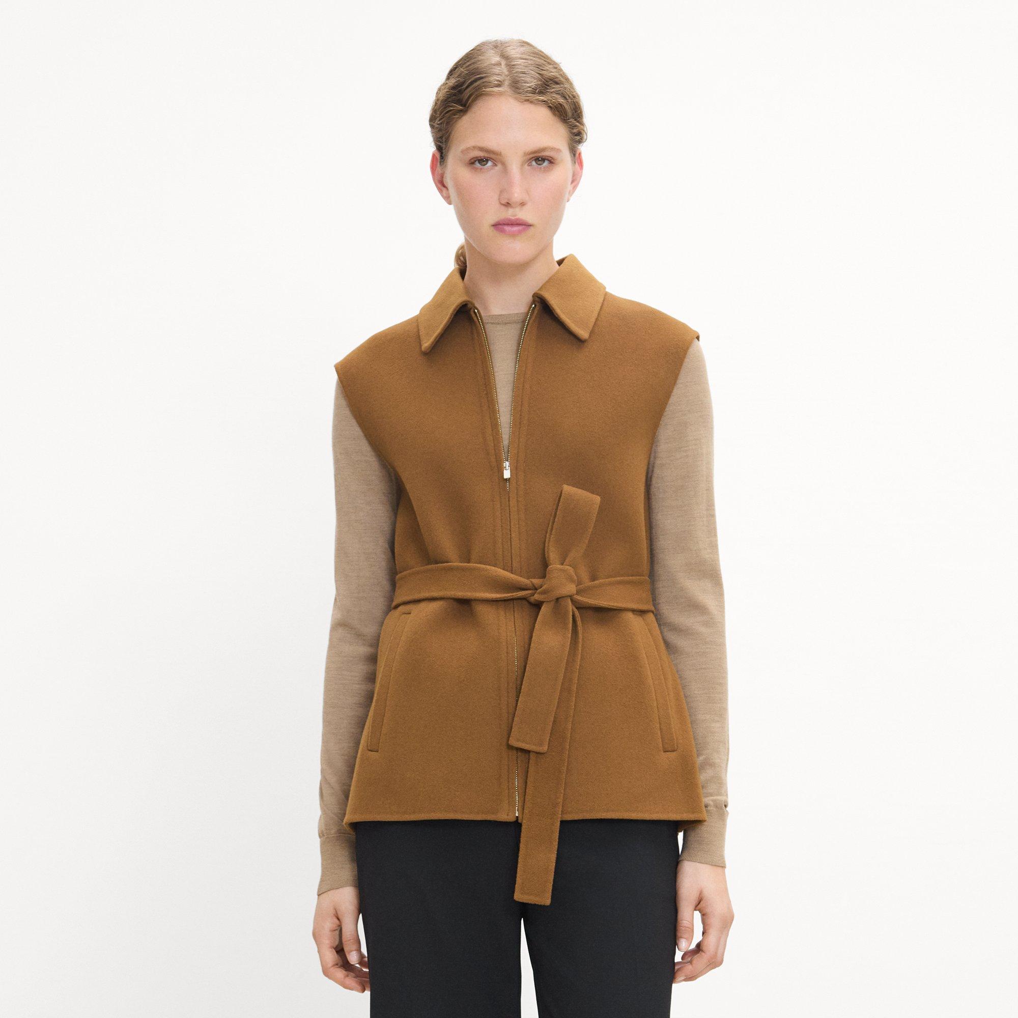Belted Vest in Double-Face Wool-Cashmere