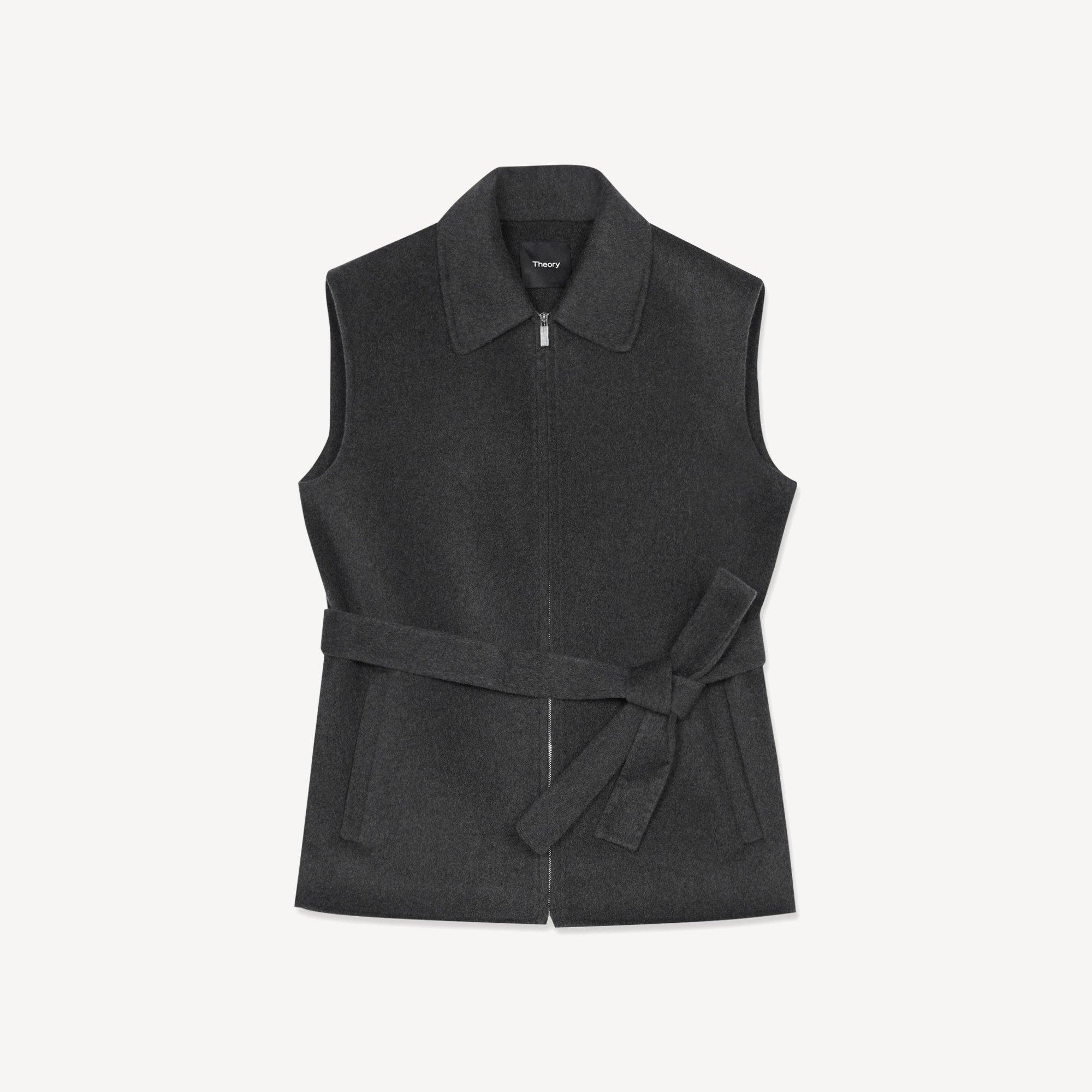 Belted Vest in Double-Face Wool-Cashmere