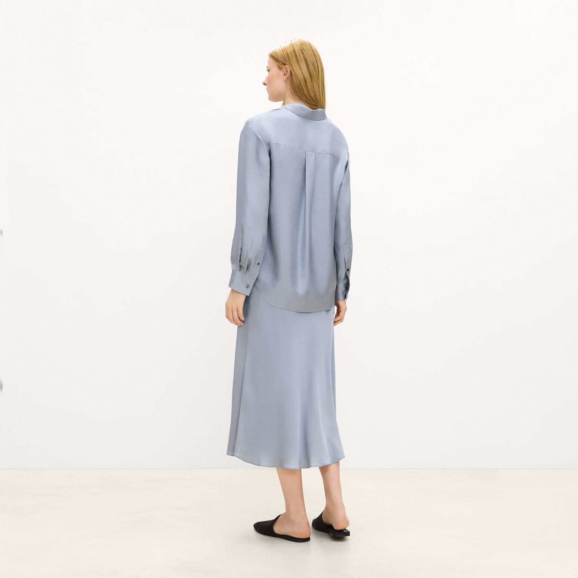 Boxy Button-Up Shirt in Mod Silk Twill